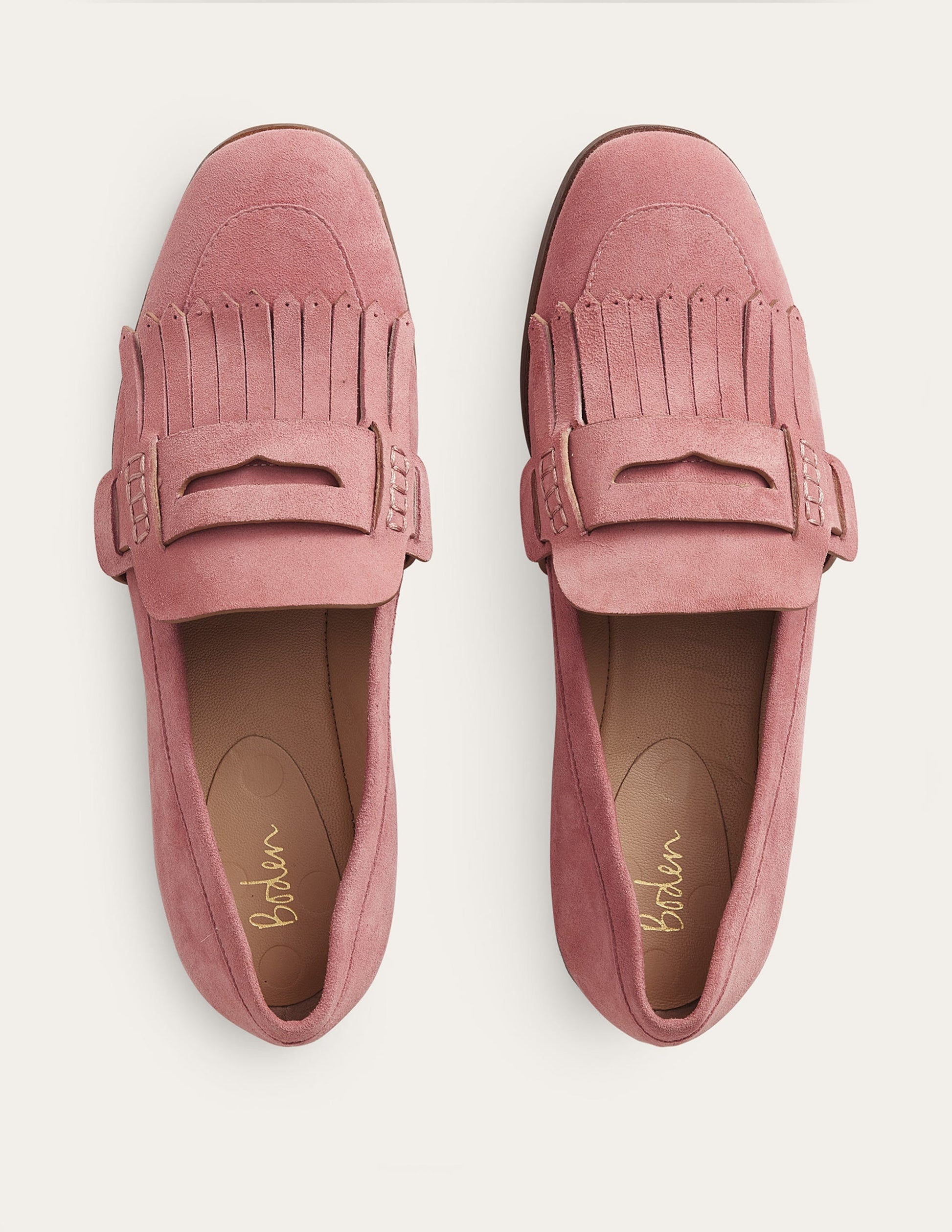 Mocassins à plastron-Daim rose poudré-4