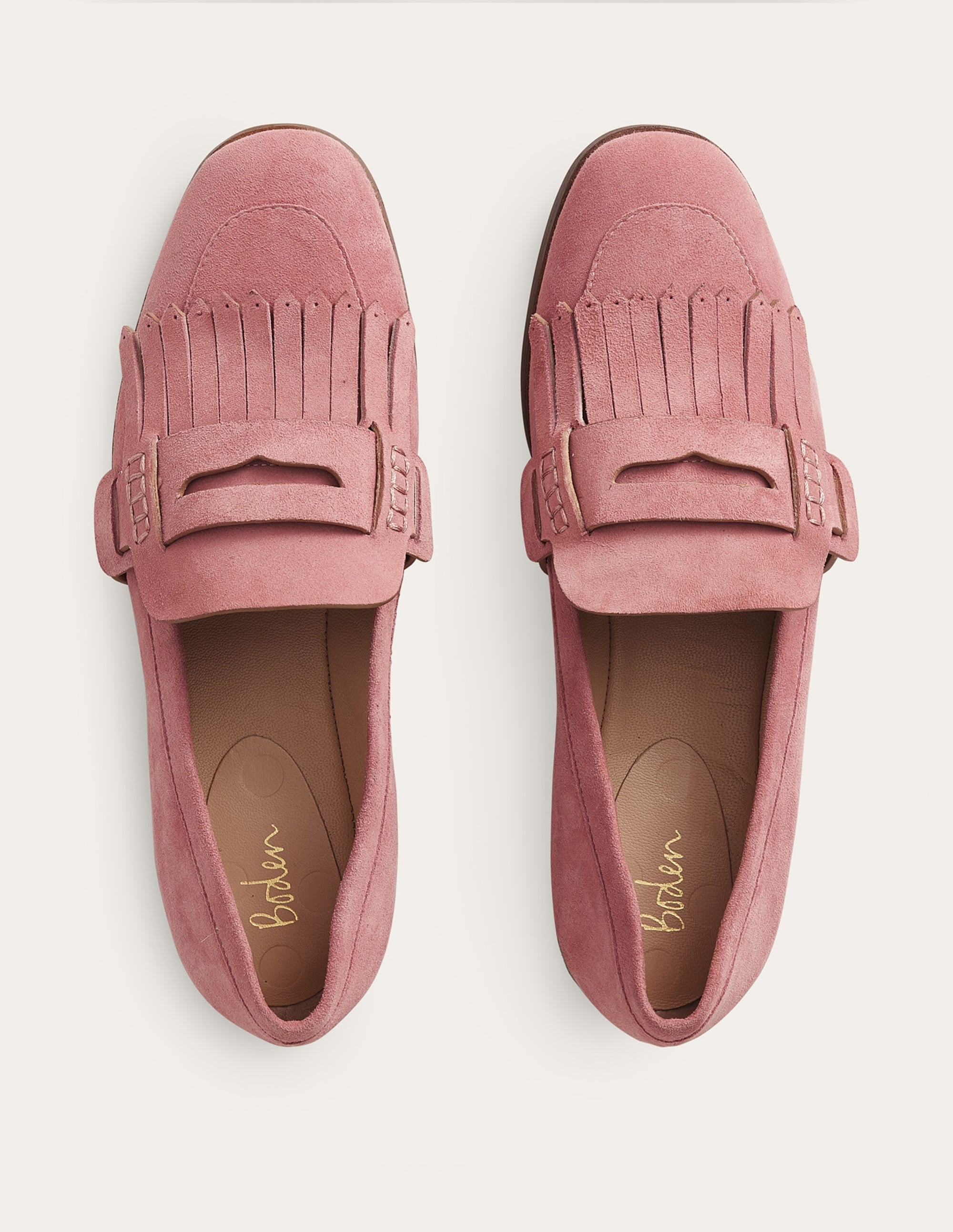 Mocassins à plastron-Daim rose poudré - Image 4