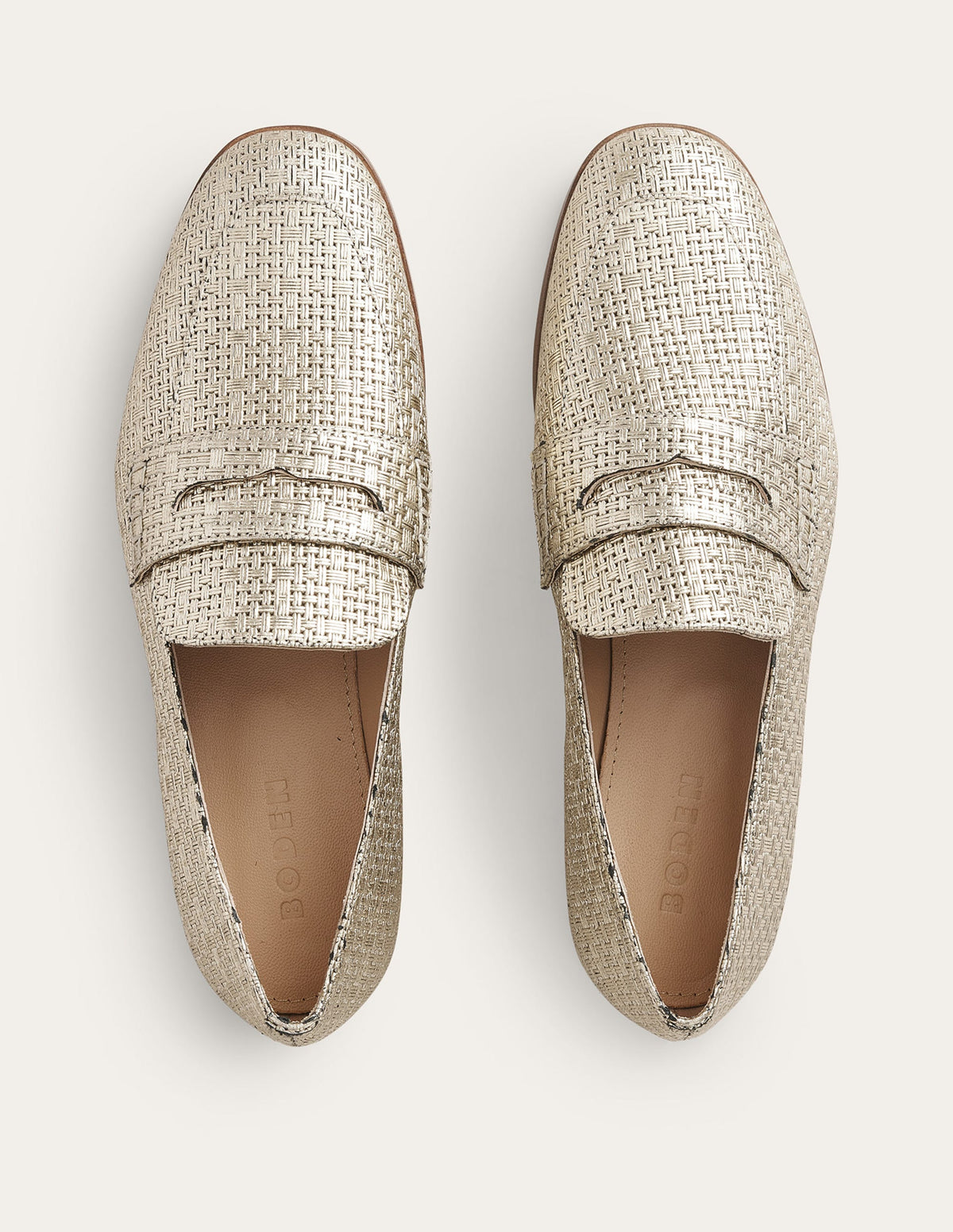 Loafer aus gewebtem Leder-Gold, Leder mit Webeffekt - Image 4