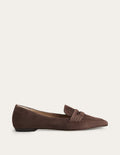 Pennyloafer mit spitzer Zehenpartie-Schokobraun, Veloursleder