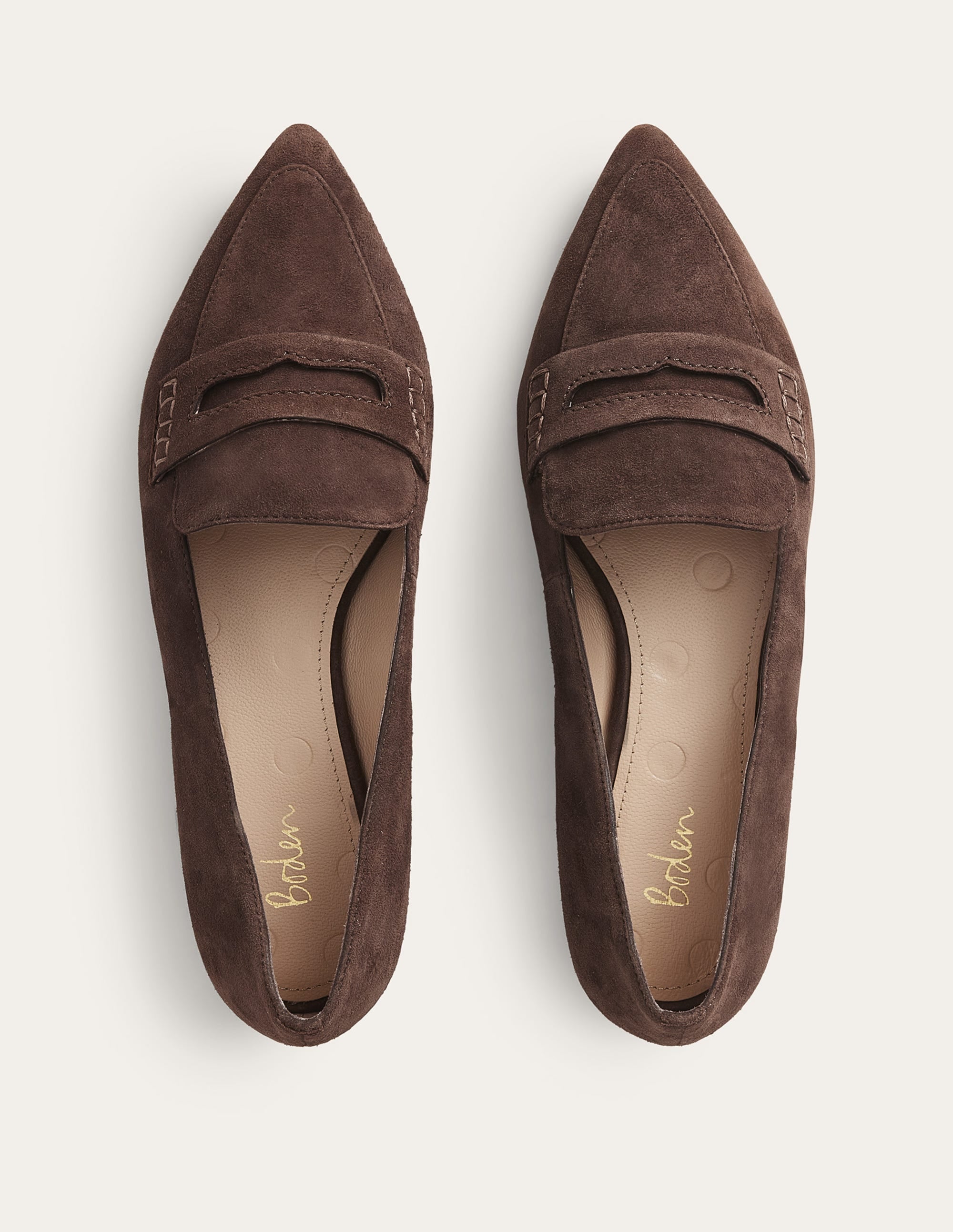 Pennyloafer mit spitzer Zehenpartie-Schokobraun, Veloursleder - Image 4