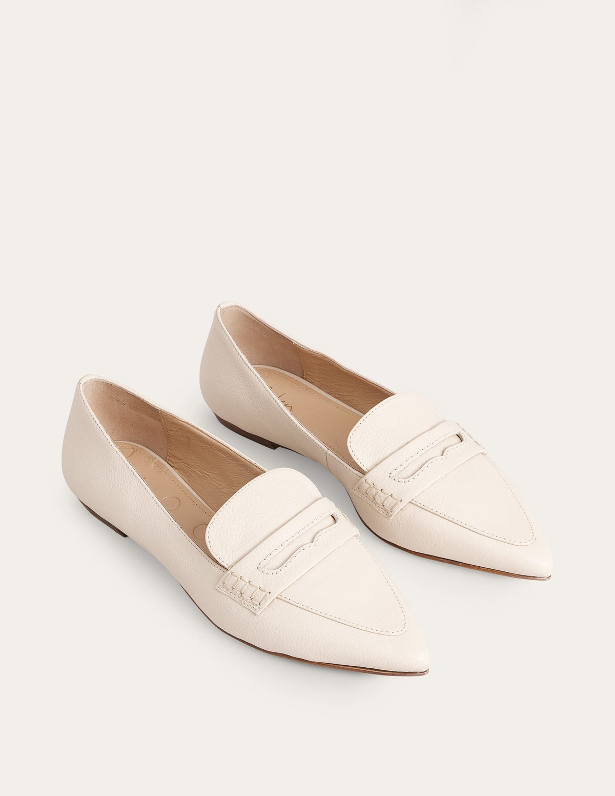 Pennyloafer mit spitzer Zehenpartie-Creme, Walkleder-2