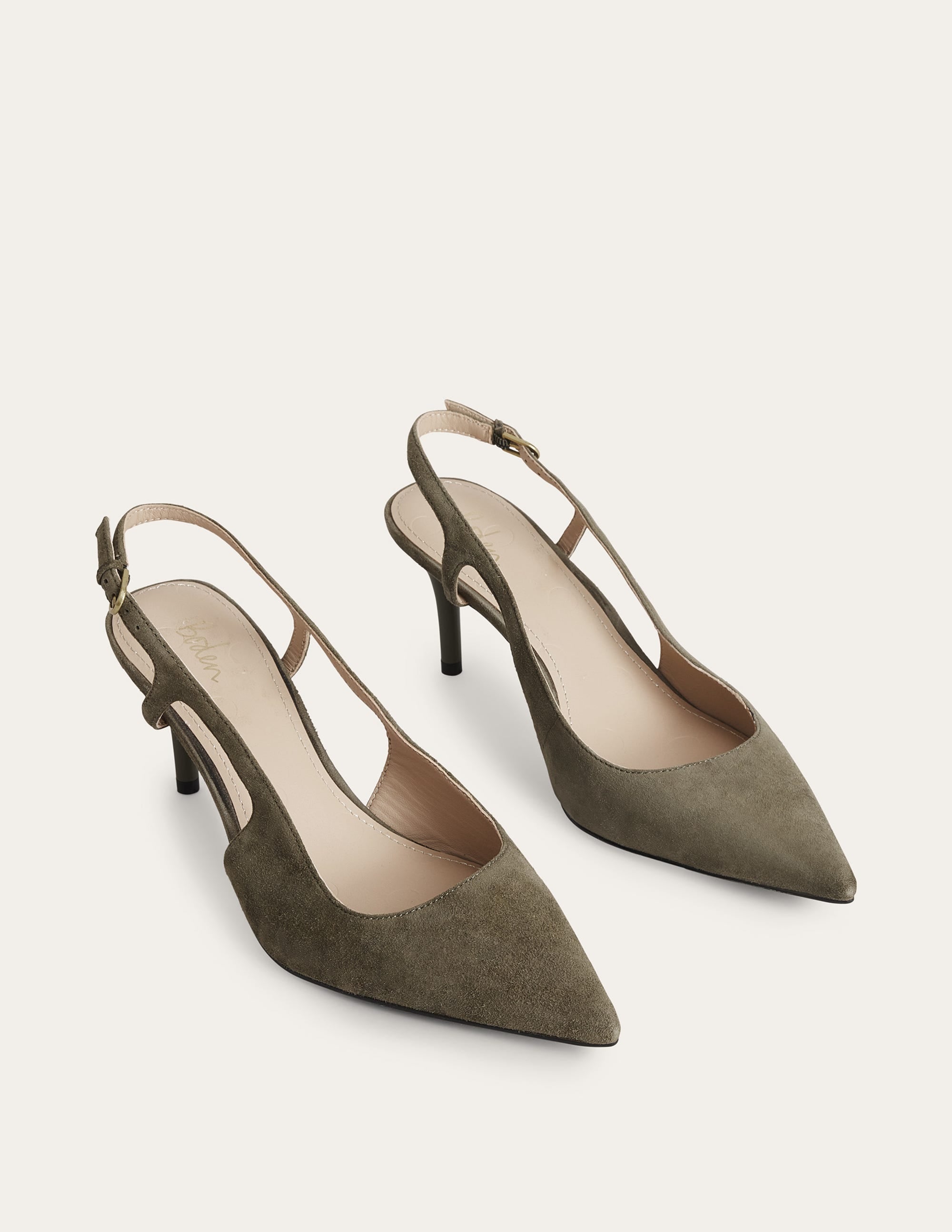 Riemchenpumps mit Cut-out-Dunkles Olivgrün, Veloursleder - Image 2