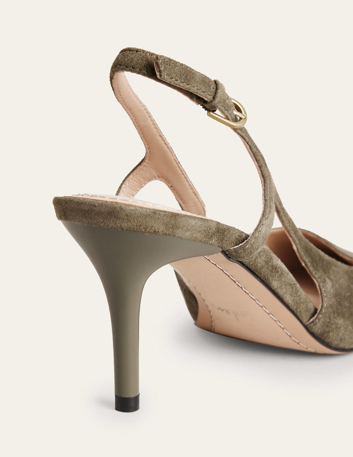 Riemchenpumps mit Cut-out-Dunkles Olivgrün, Veloursleder-3