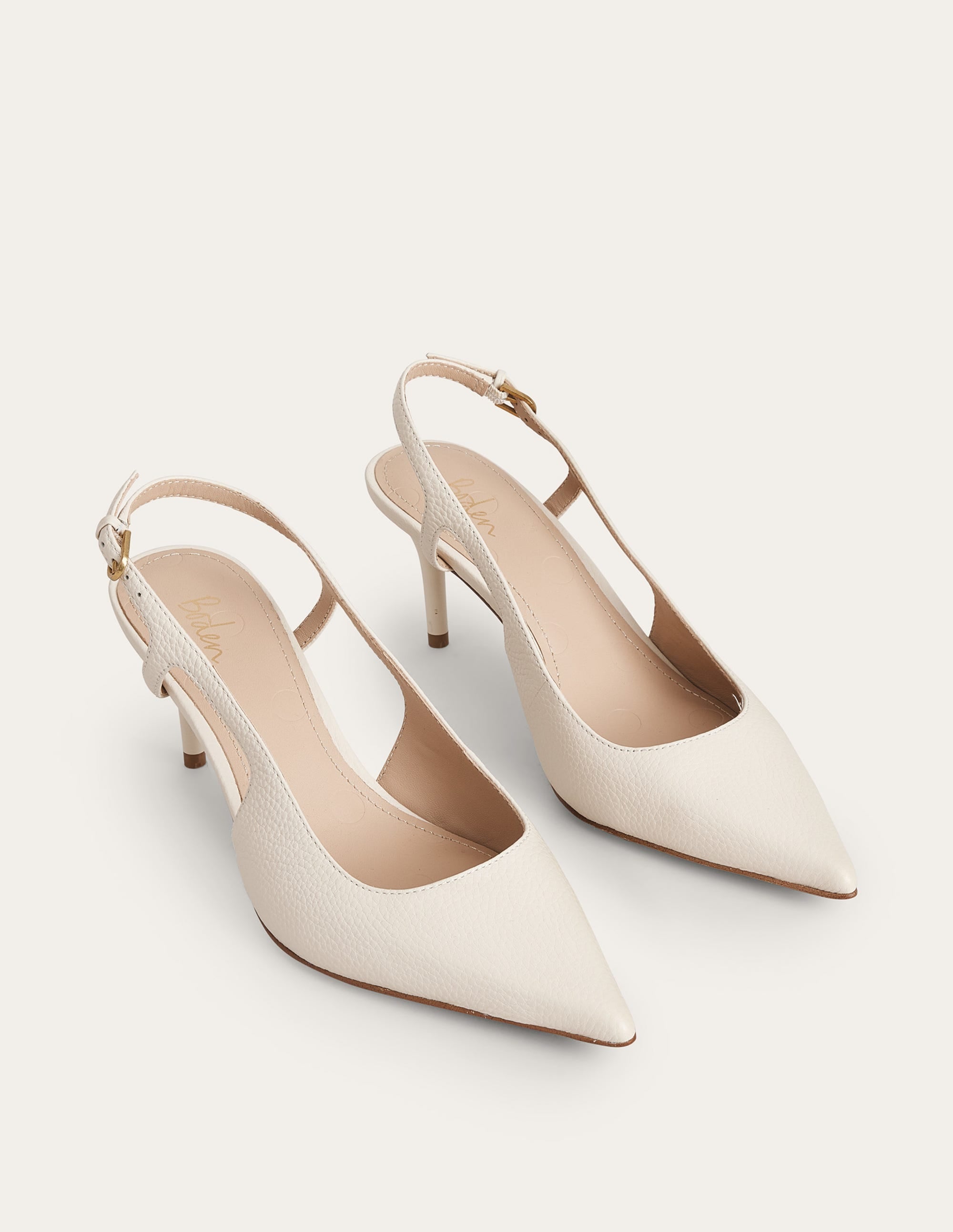 Sandales ajourées à bride arrière-Cuir vieilli blanc cassé - Image 3