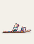 Printed Satin Slide Sandals-Multi, Abstract Rose