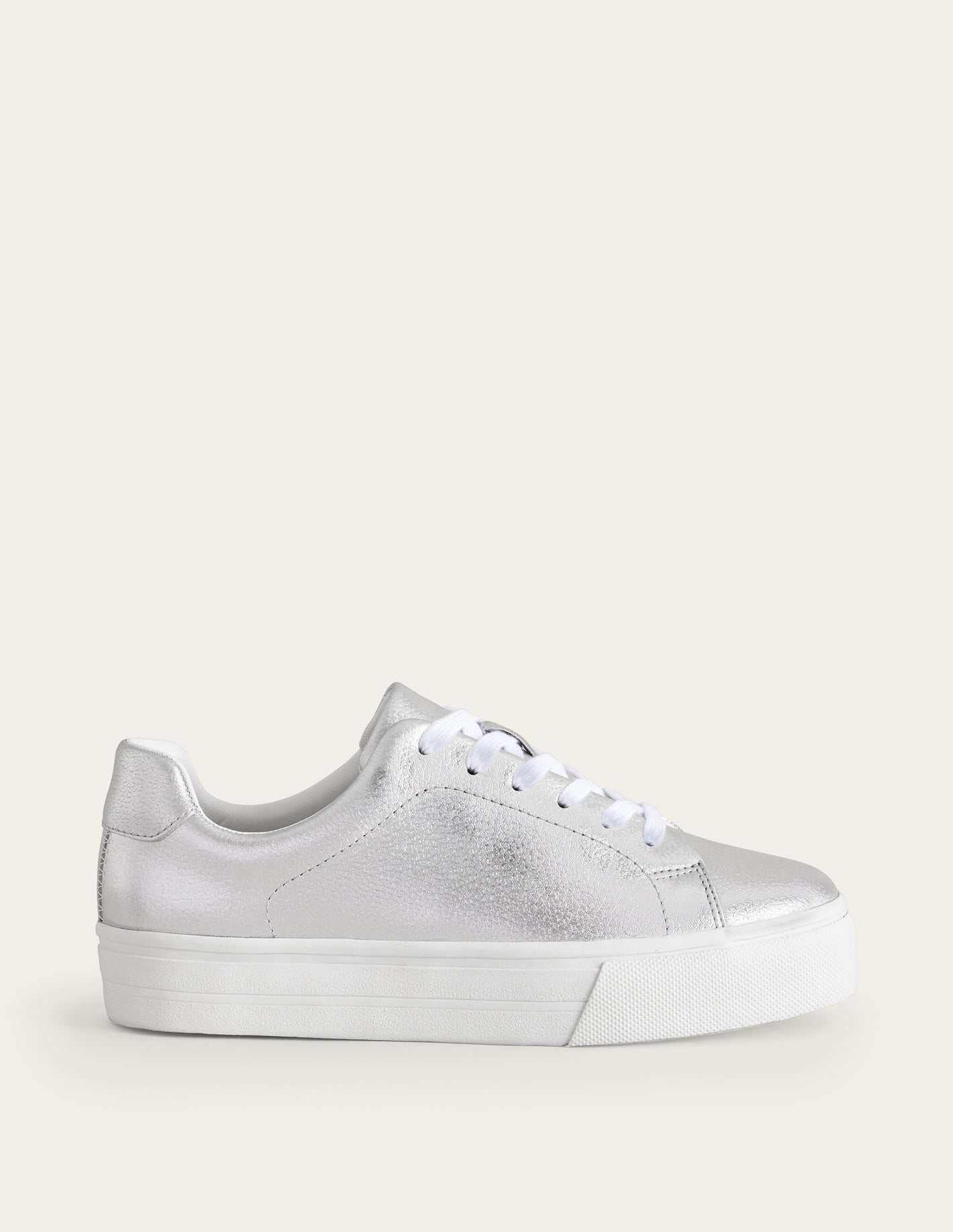 Plateau-Sneaker-Silber Gewalktes Leder