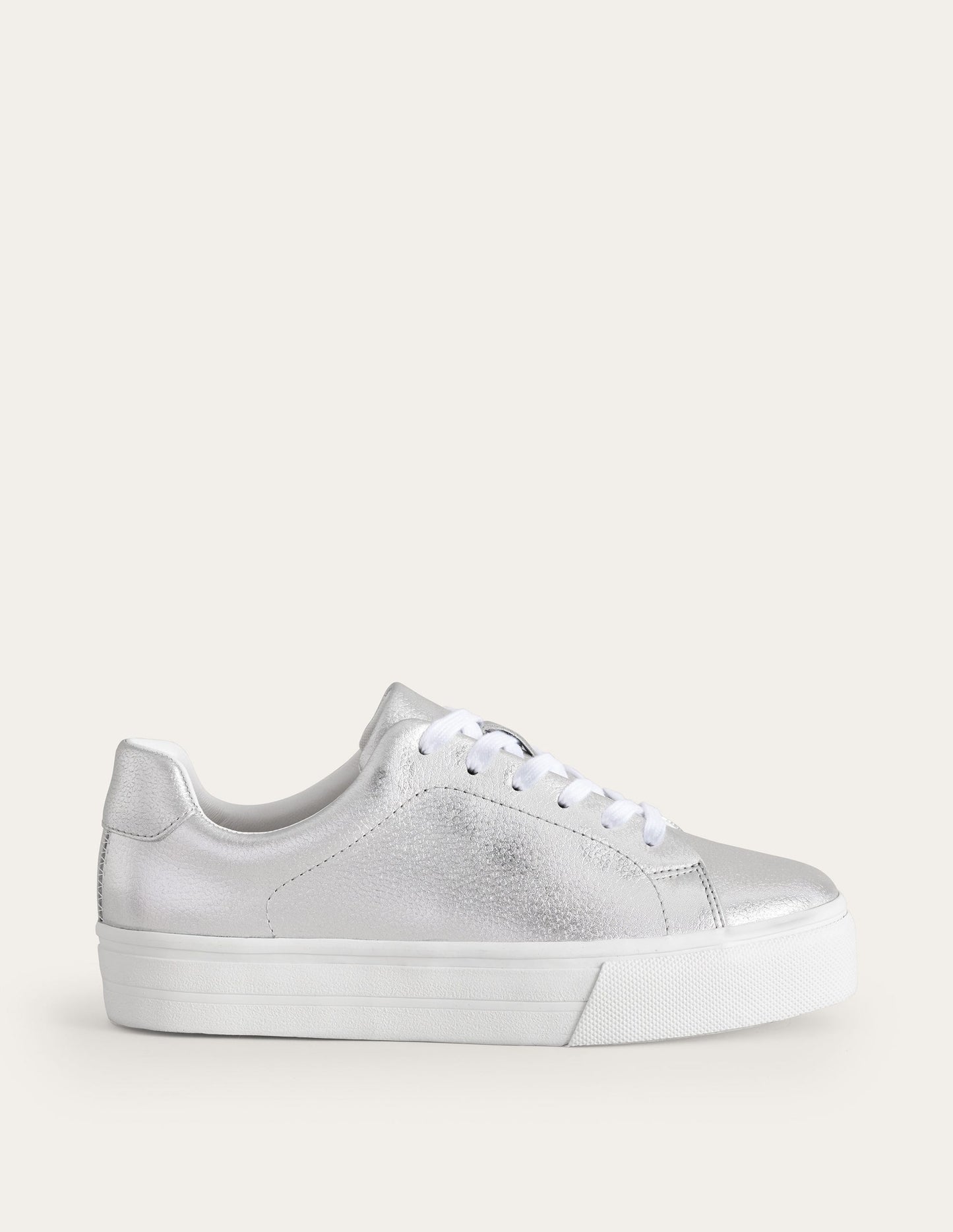 Plateau-Sneaker-Silber Gewalktes Leder