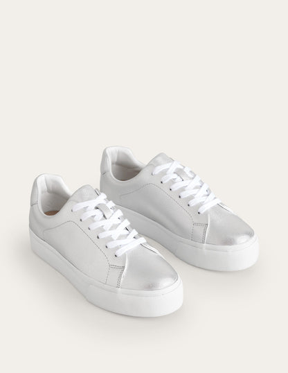 Plateau-Sneaker-Silber Gewalktes Leder