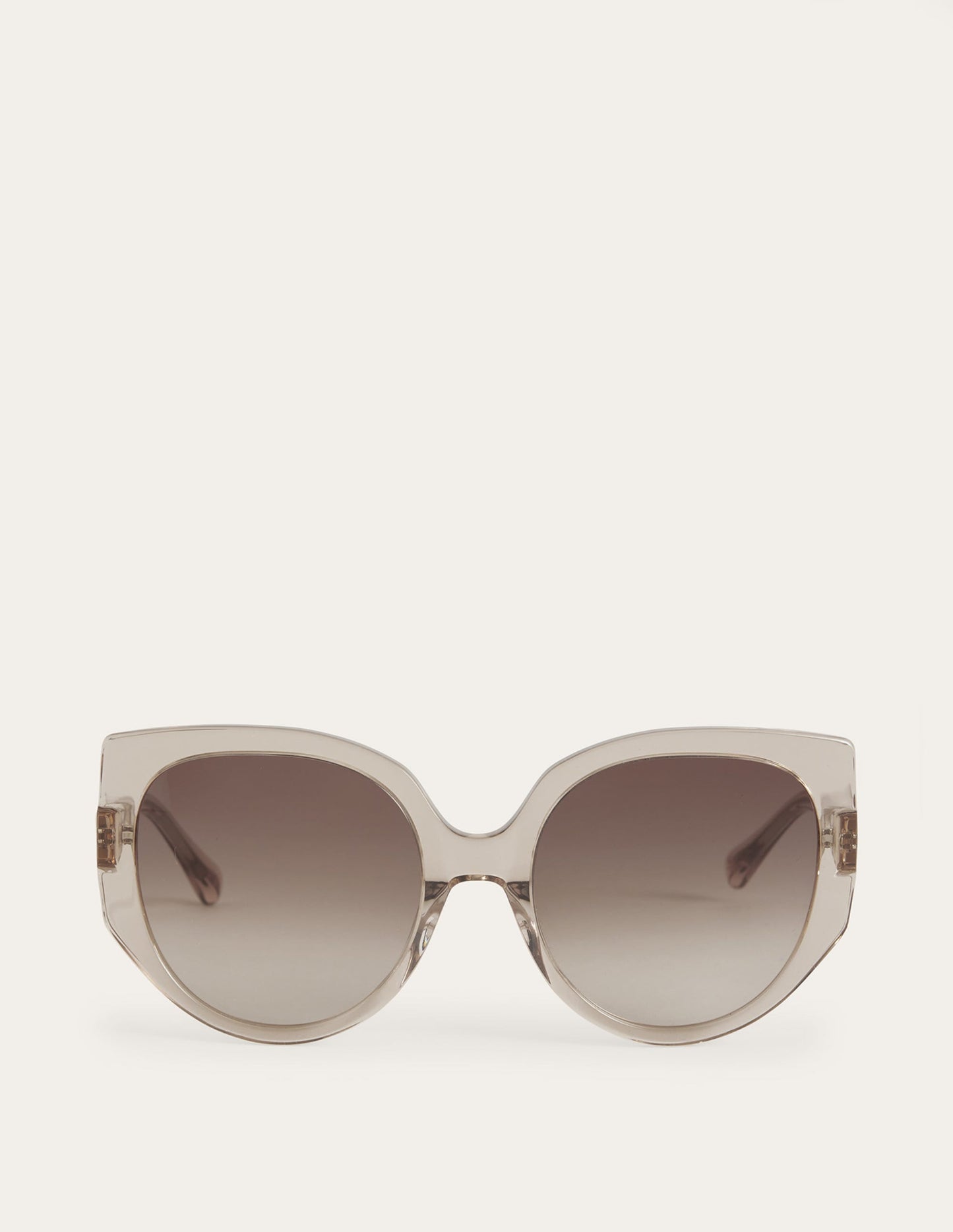 Oversize-Sonnenbrille in Katzenaugenform-Kristall-Taupe