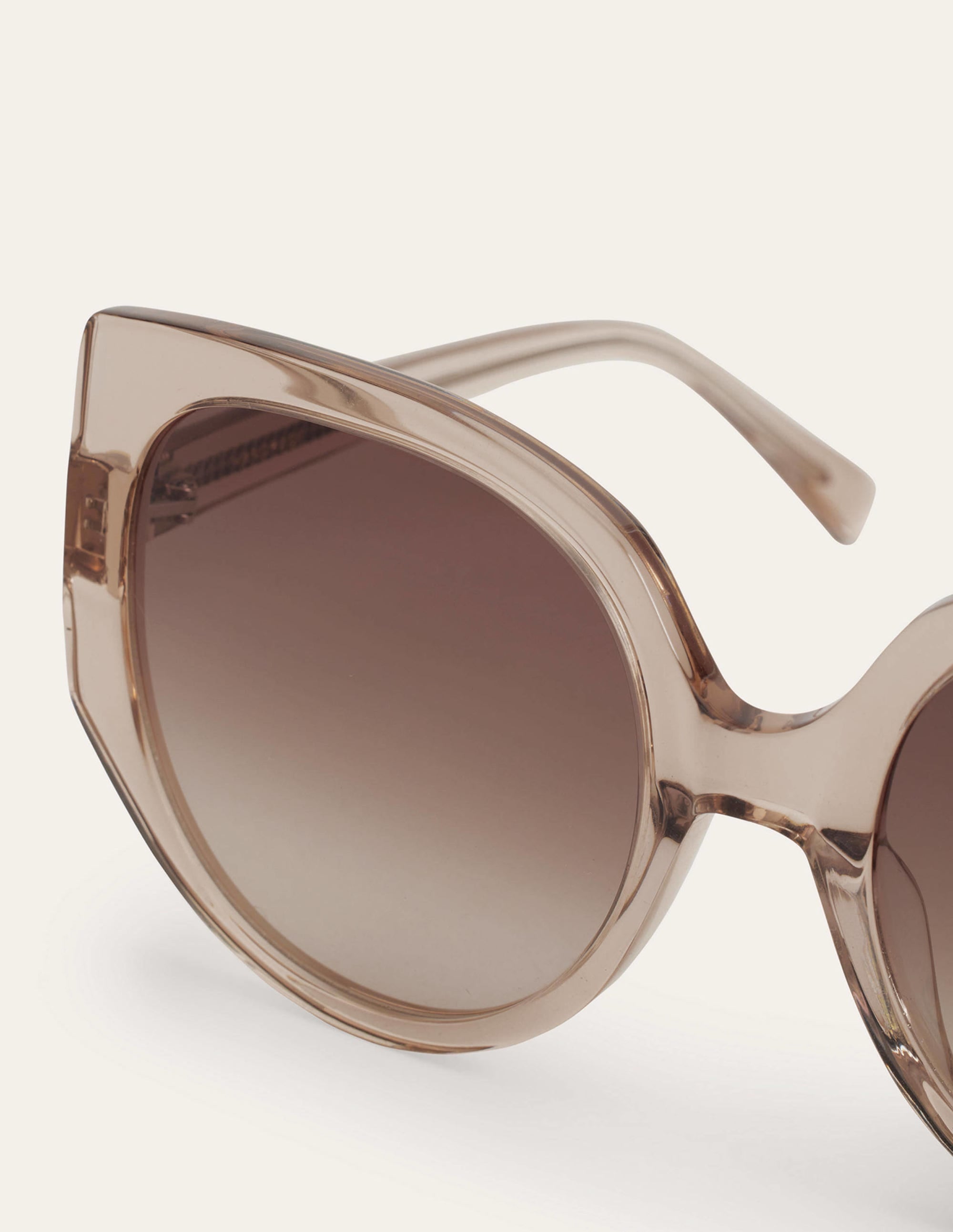 Oversize-Sonnenbrille in Katzenaugenform-Kristall-Taupe - Image 4