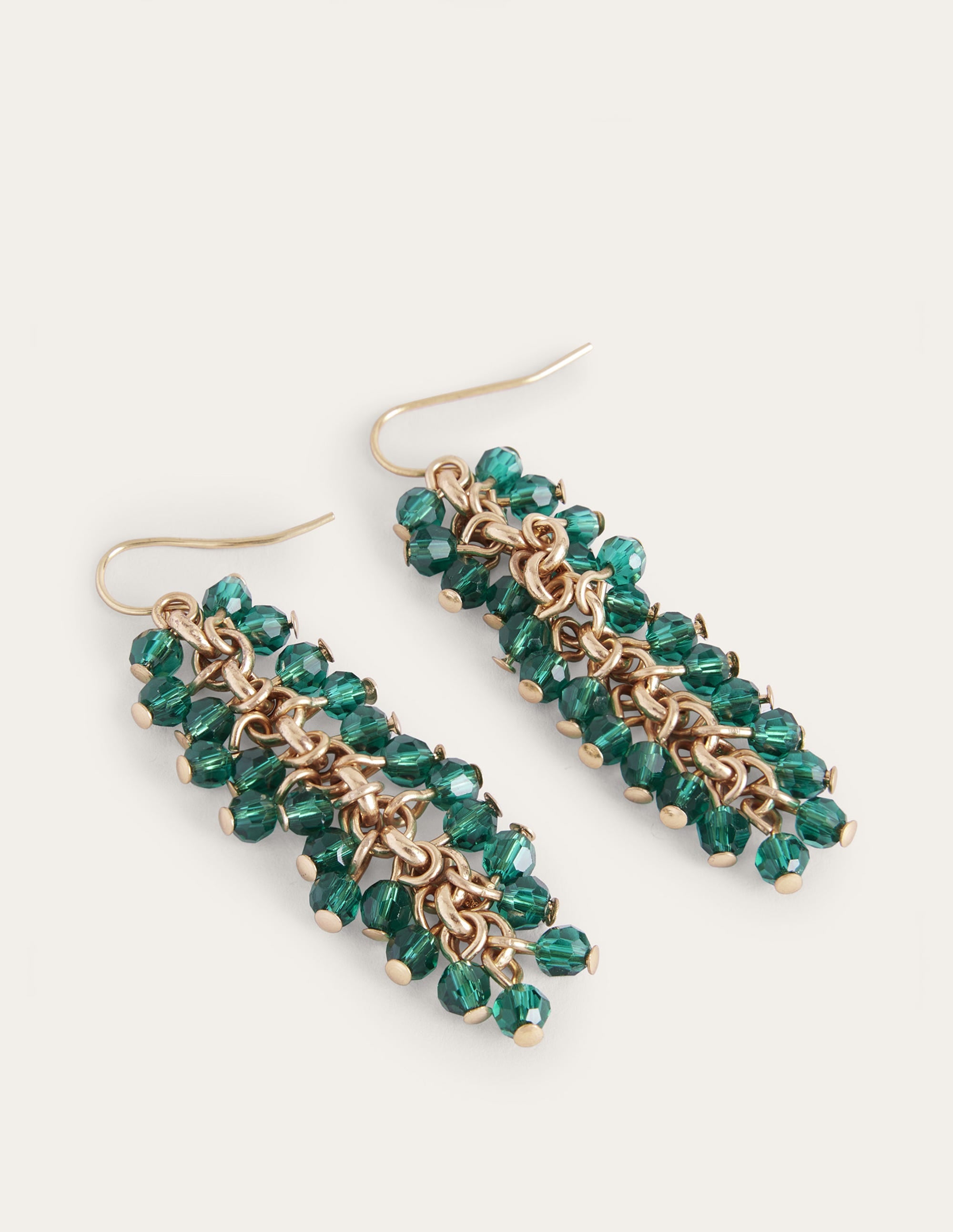 Beaded Drop Earrings-Green - Image 2
