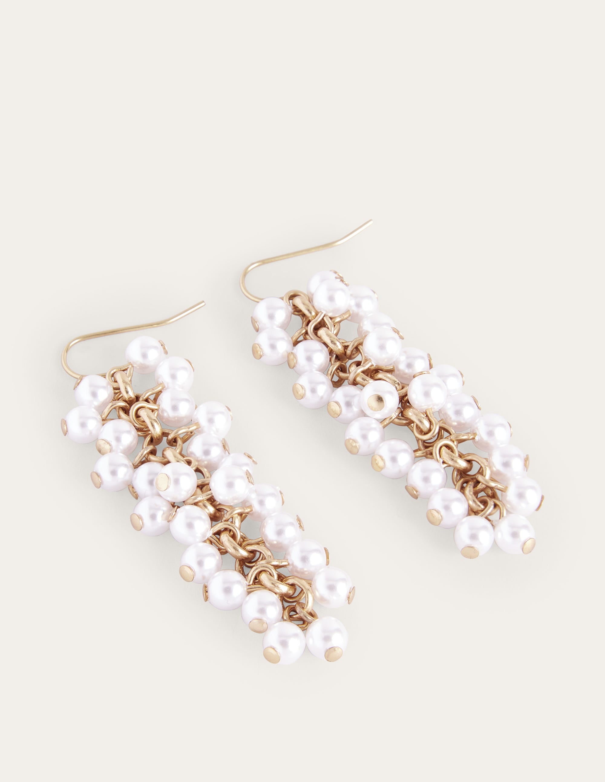 Beaded Drop Earrings-Pearl - Image 2