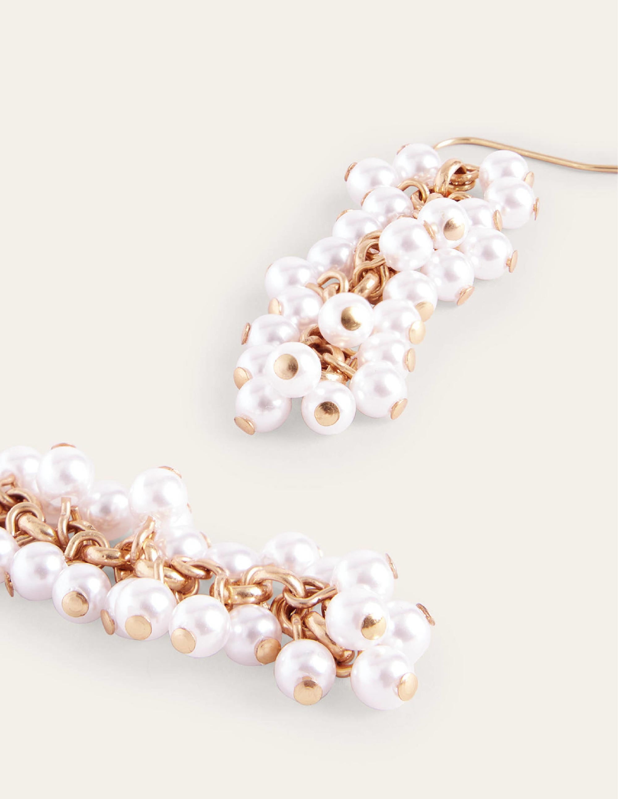 Beaded Drop Earrings-Pearl - Image 3