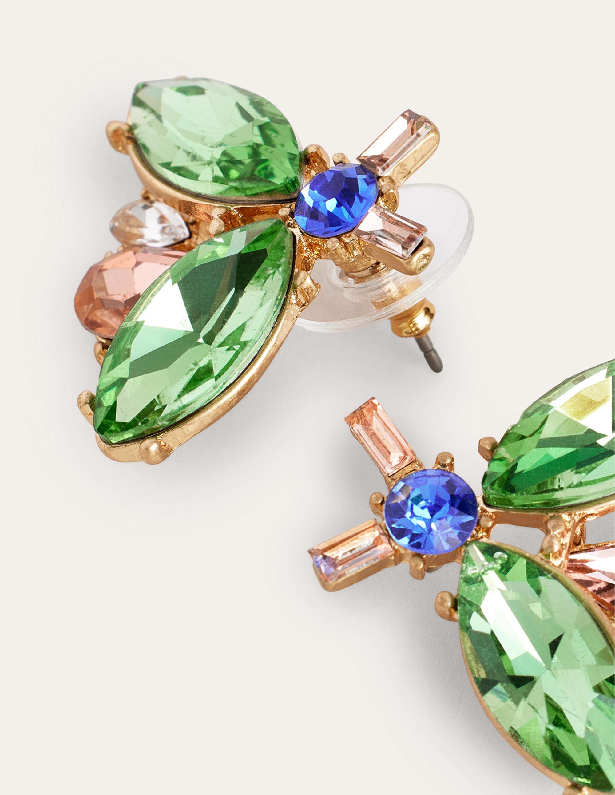 Clous d'oreilles ornementés en forme d'abeille-Rose & vert - Image 3