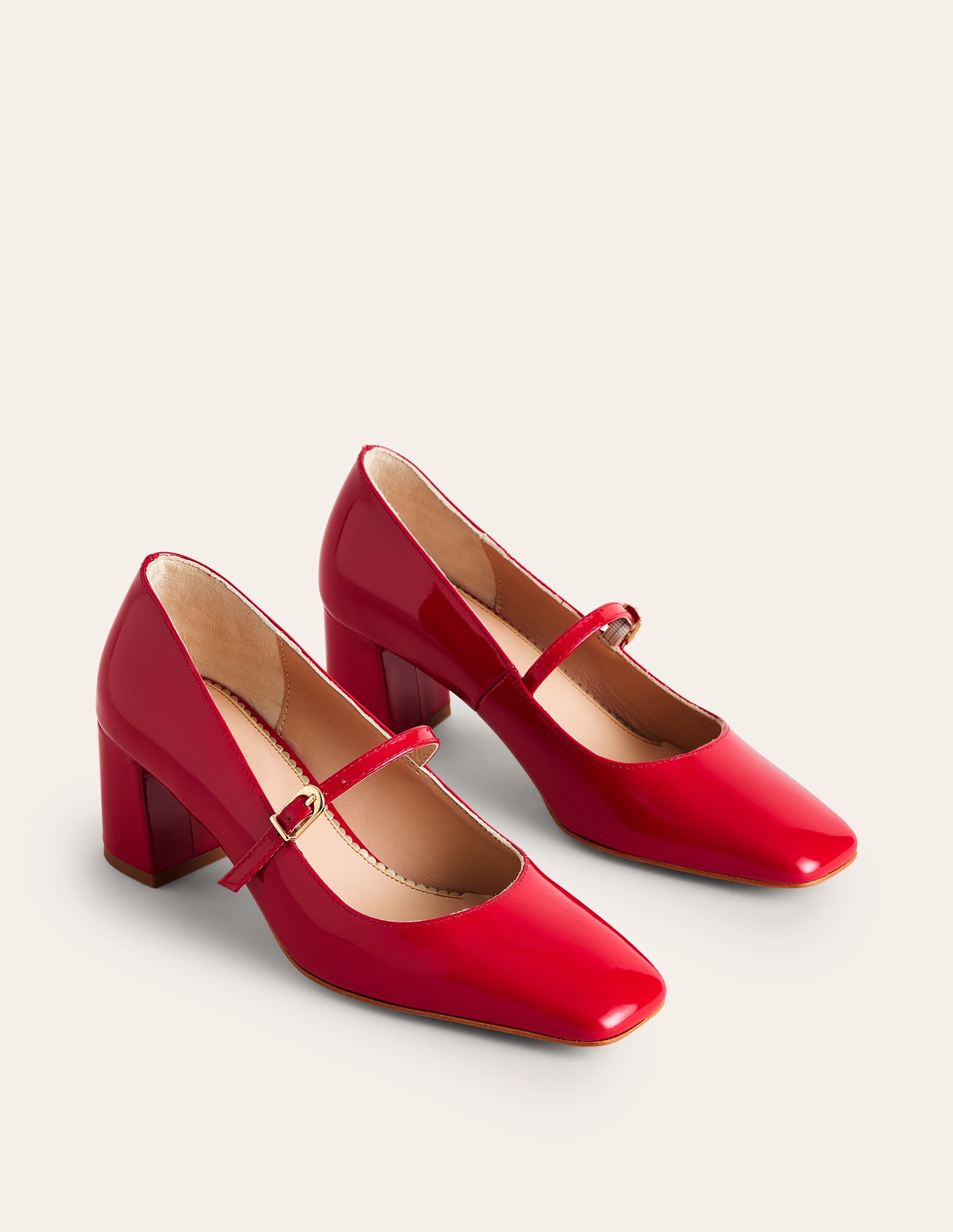 Mary Janes mit Blockabsatz-Mohnblumenrot Lack - Image 3
