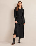 Jersey-Midikleid mit Rockdetail-Schwarz