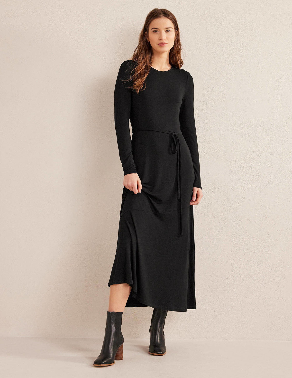 Jersey-Midikleid mit Rockdetail-Schwarz - Image 1
