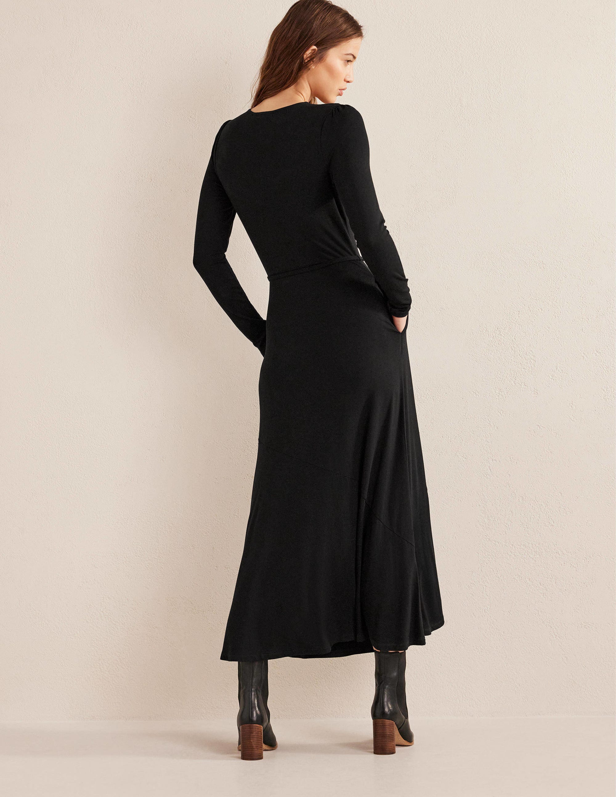 Jersey-Midikleid mit Rockdetail-Schwarz - Image 3
