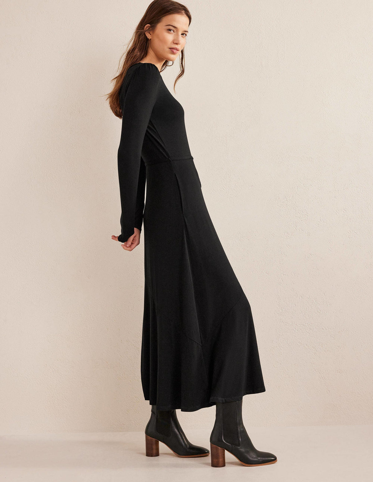 Jersey-Midikleid mit Rockdetail-Schwarz - Image 4