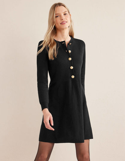 Lässiges Strick-Minikleid-Schwarz-1