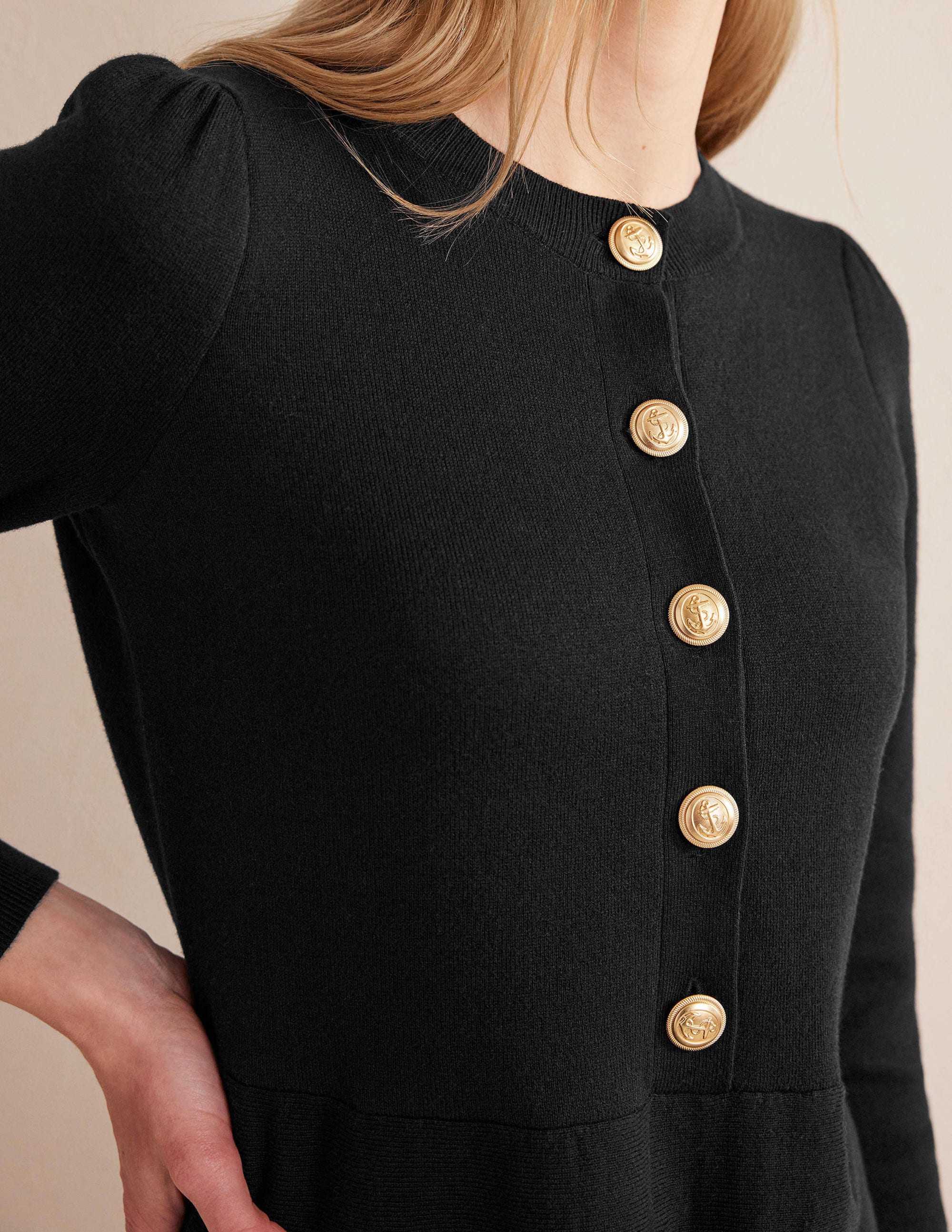 Relaxed Knitted Mini Dress-Black - Image 2