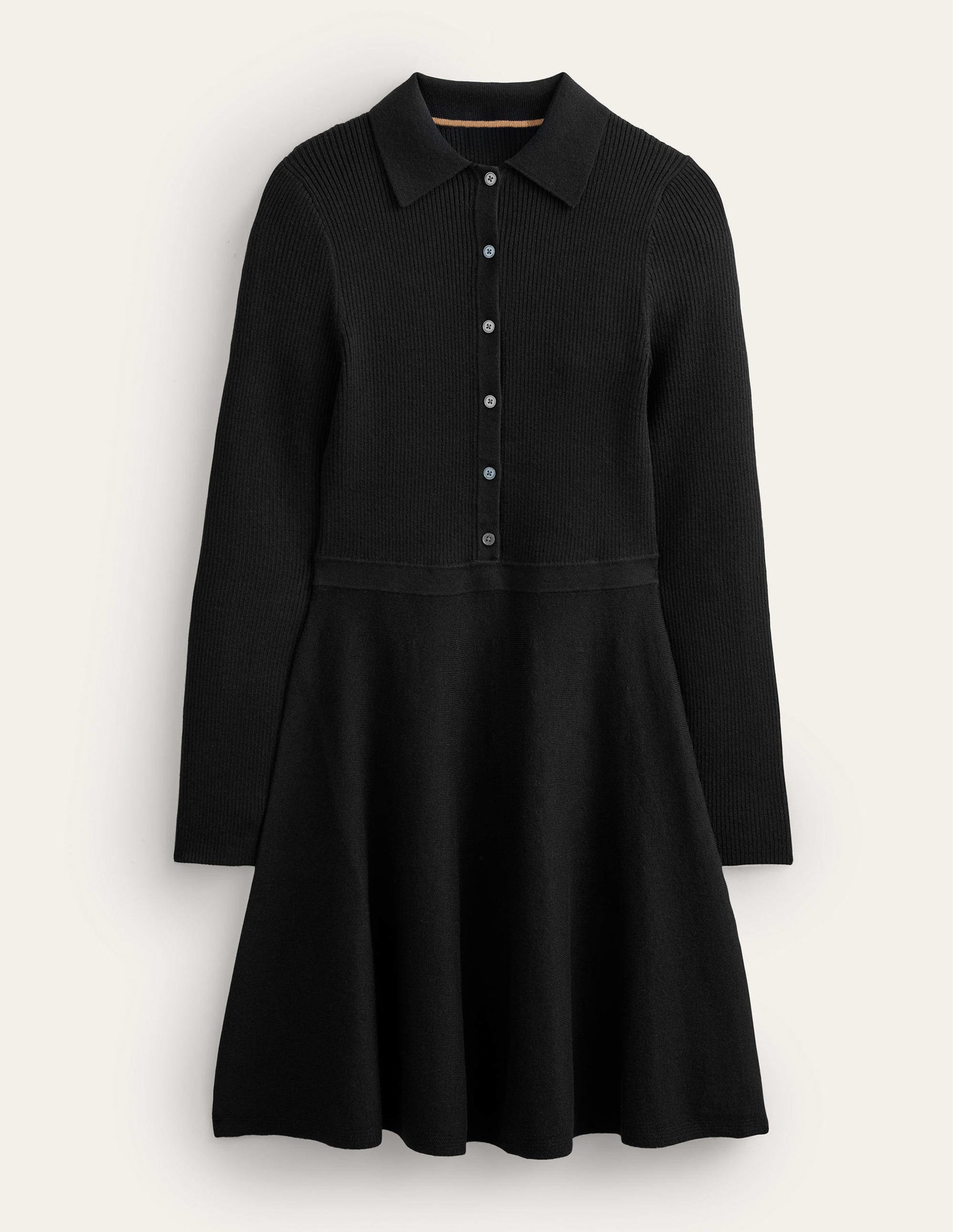 Mini-Strickkleid mit Rippdetails-Schwarz-5