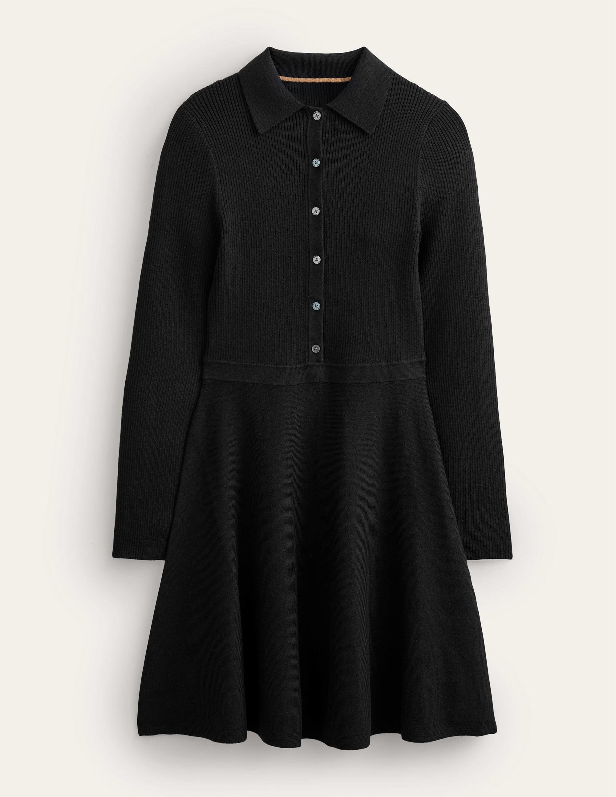 Mini-Strickkleid mit Rippdetails-Schwarz - Image 5