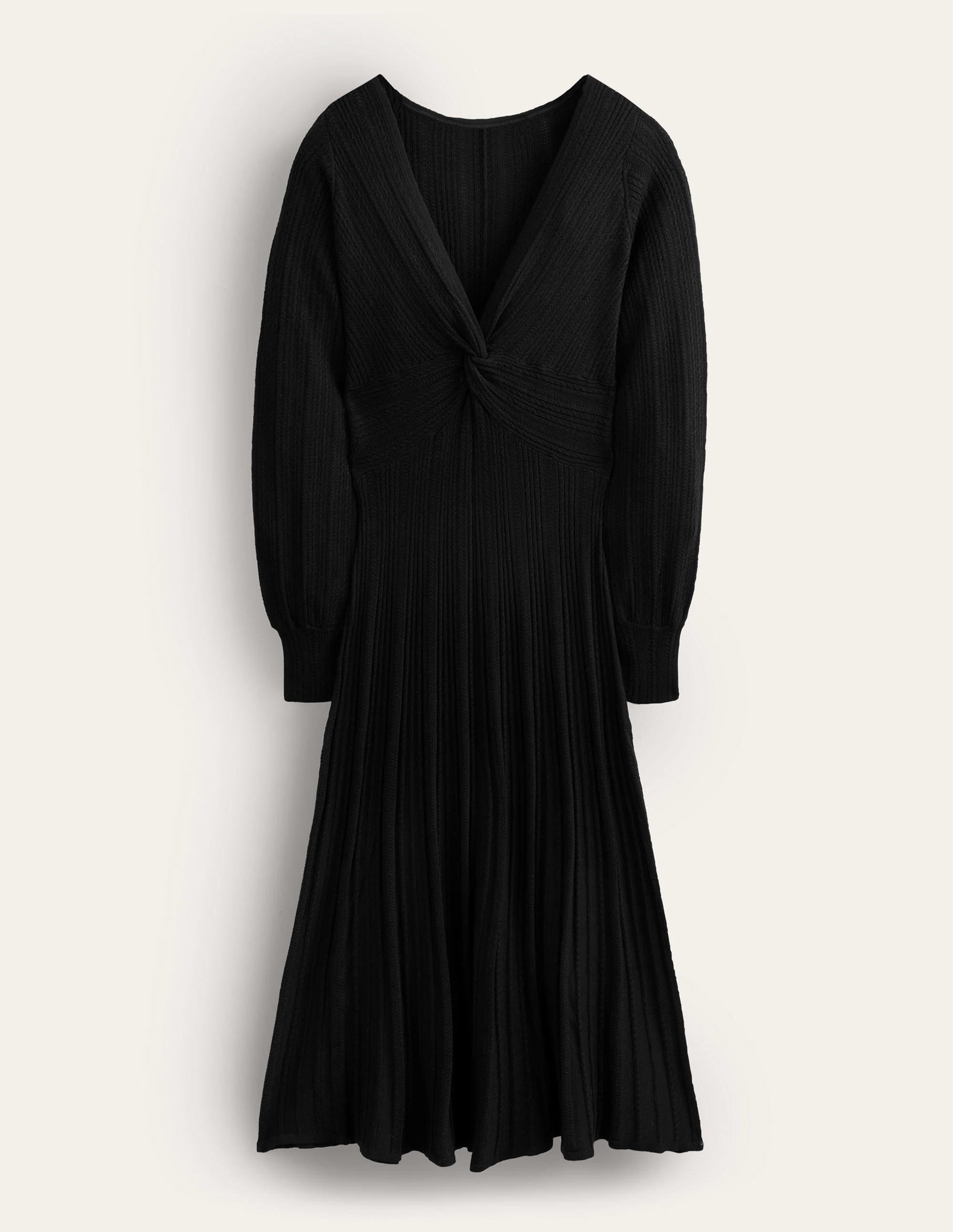Robe midi torsadée sur le devant en maille-Noir - Image 6