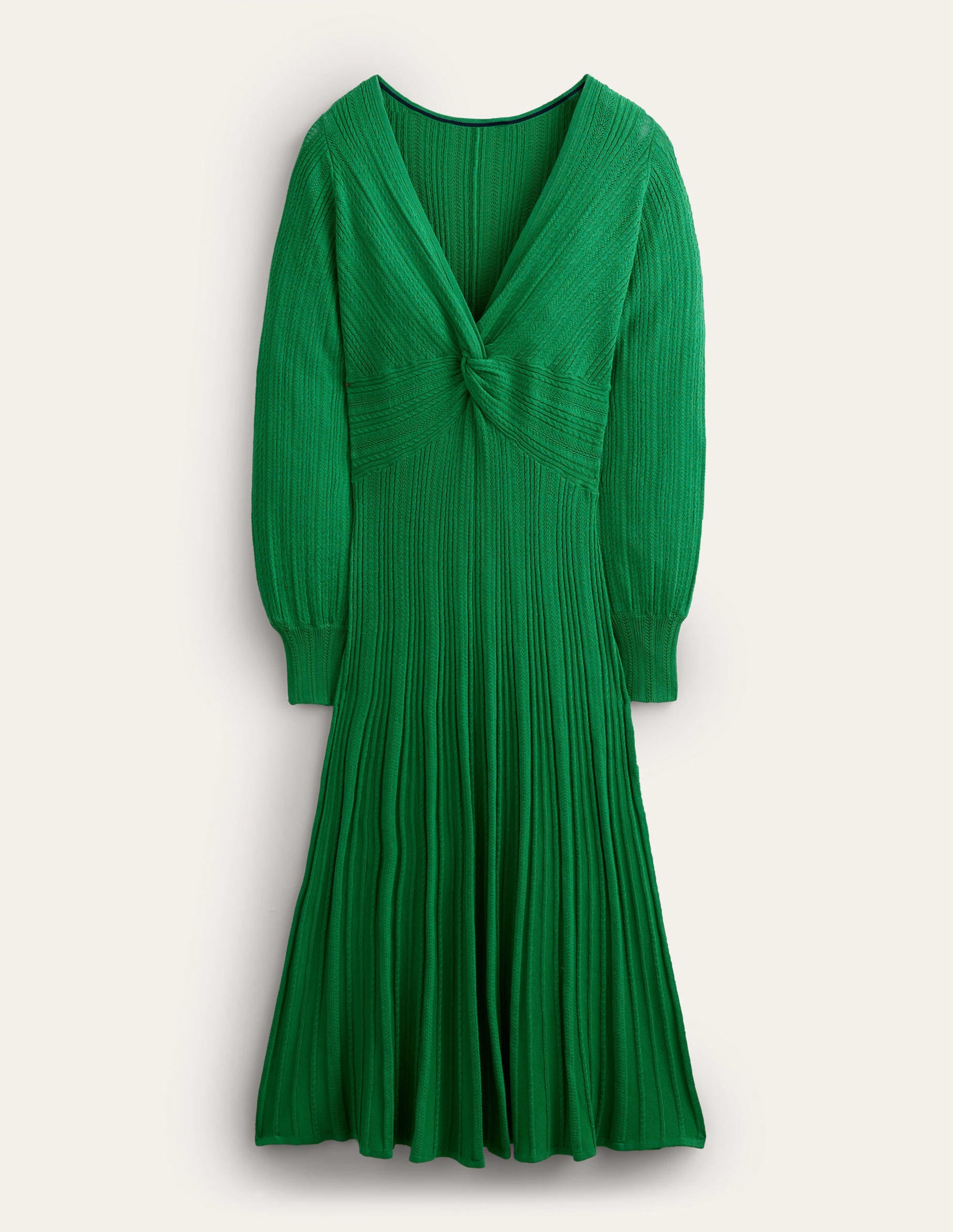 Robe midi torsadée sur le devant en maille-Vert des Highlands - Image 6