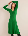 Robe midi torsadée sur le devant en maille-Vert des Highlands