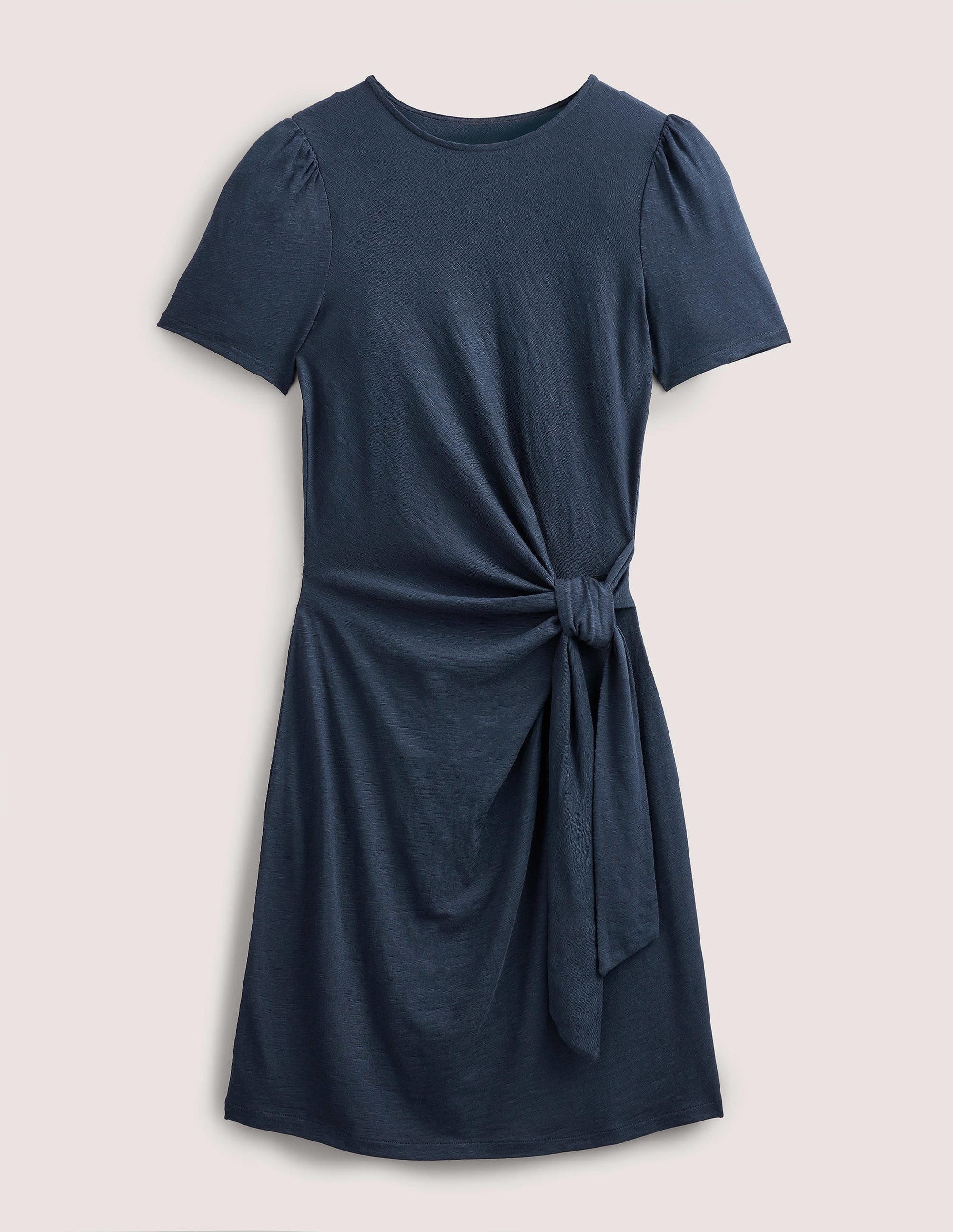 Robe nouée sur le devant en jersey-Bleu marine - Image 5