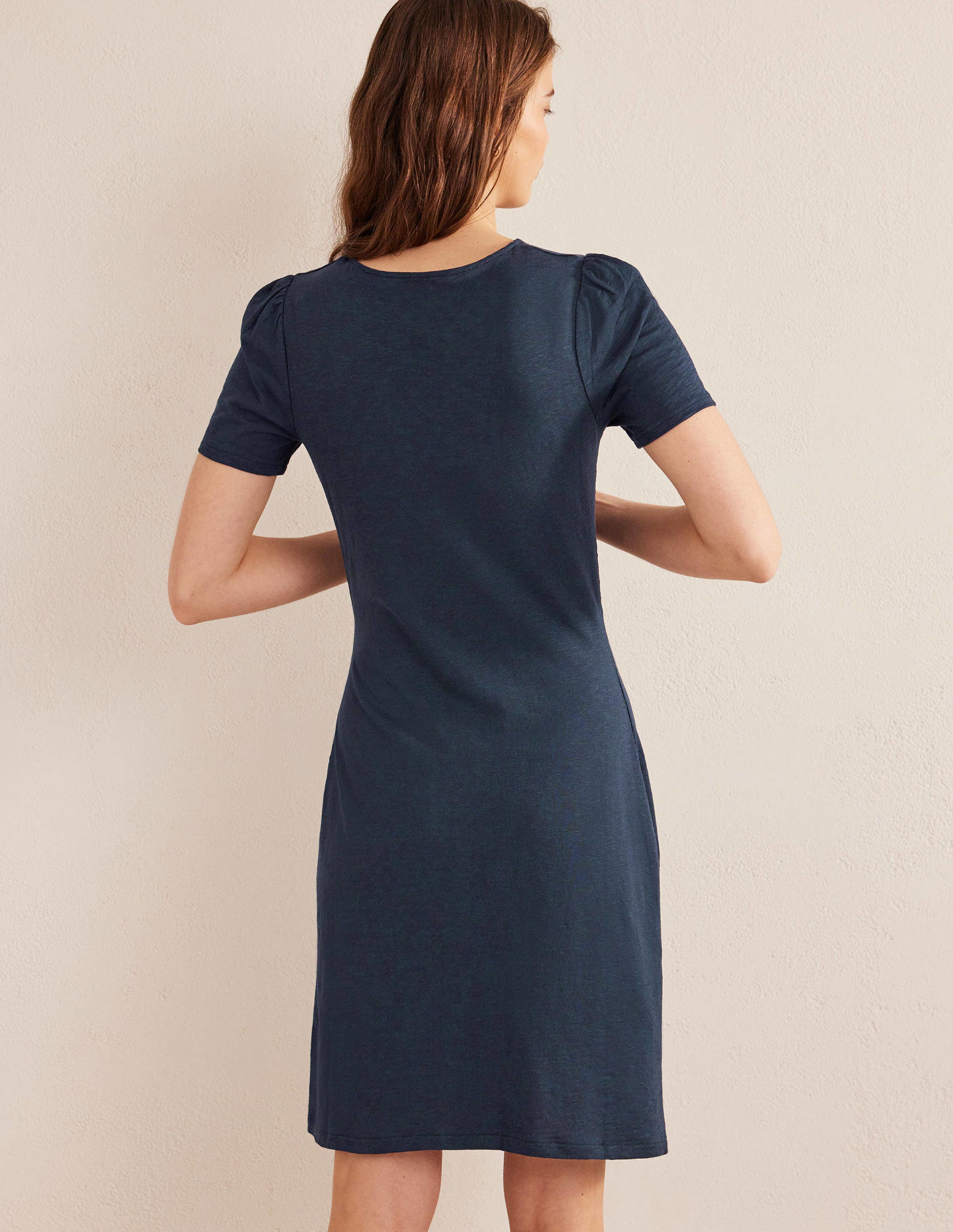 Robe nouée sur le devant en jersey-Bleu marine - Image 3