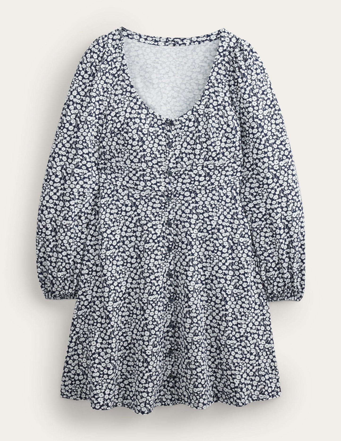 Minikleid aus Jersey mit Knopfleiste-Französisches Navy, Tulpenzweig
