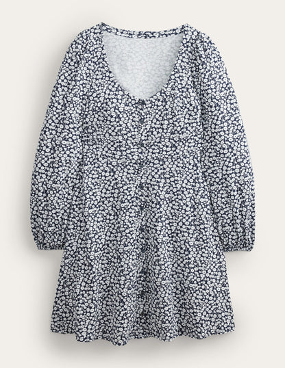 Minikleid aus Jersey mit Knopfleiste-Französisches Navy, Tulpenzweig-5