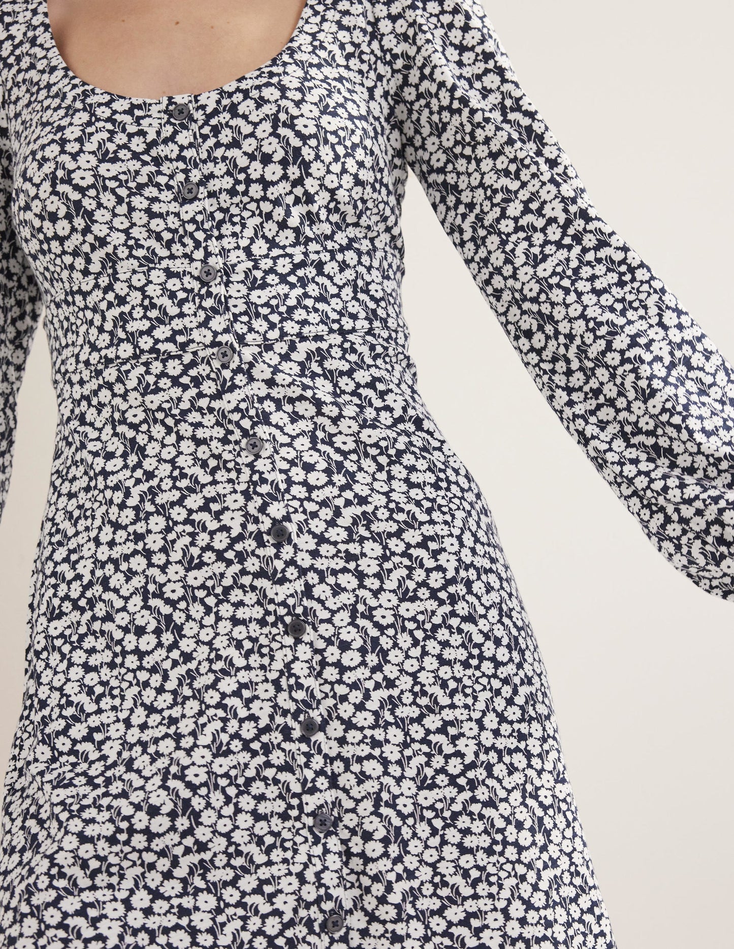 Minikleid aus Jersey mit Knopfleiste-Französisches Navy, Tulpenzweig