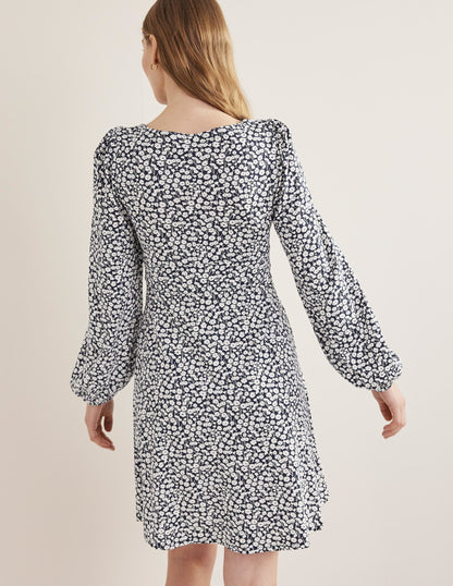 Minikleid aus Jersey mit Knopfleiste-Französisches Navy, Tulpenzweig-3
