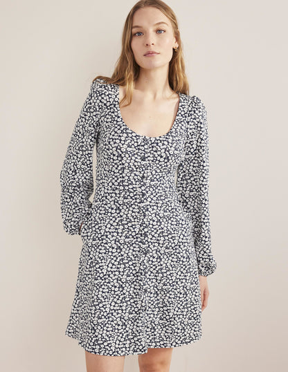 Minikleid aus Jersey mit Knopfleiste-Französisches Navy, Tulpenzweig-4
