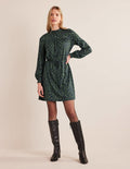 Easy Yoke Mini Jersey Dress-Broad Bean, Tropic Charm