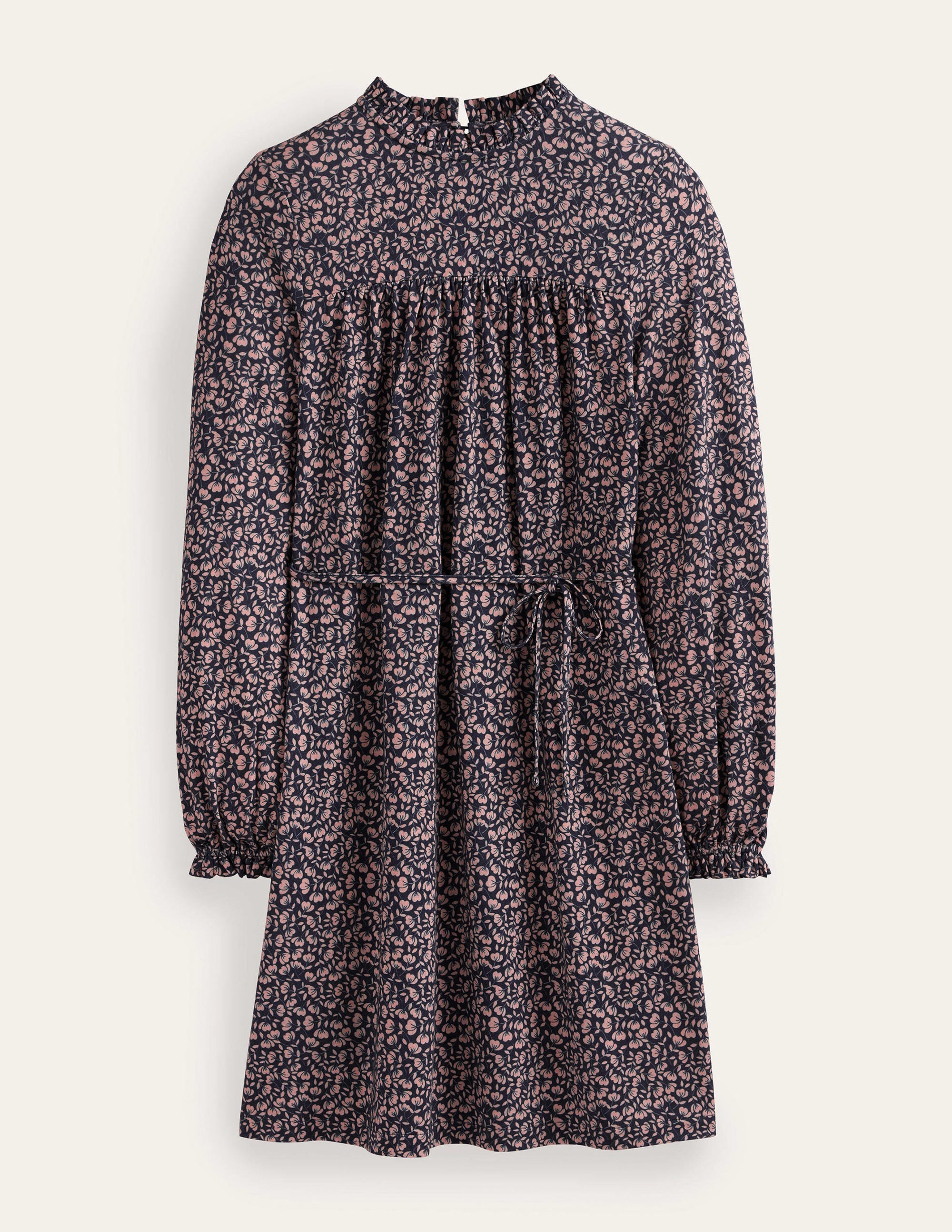 Lässiges Minikleid aus Jersey mit Passe-Französisches Navy, Mohnblumenblüten - Image 6