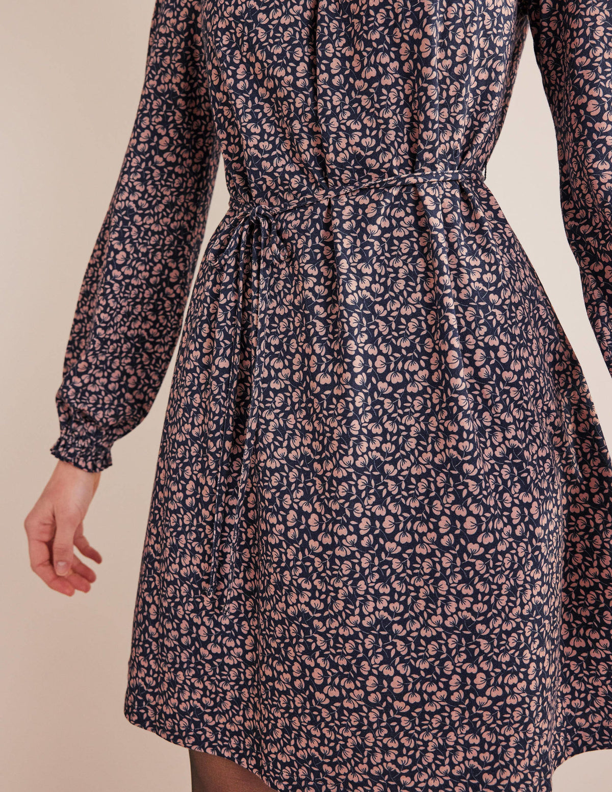 Lässiges Minikleid aus Jersey mit Passe-Französisches Navy, Mohnblumenblüten - Image 2