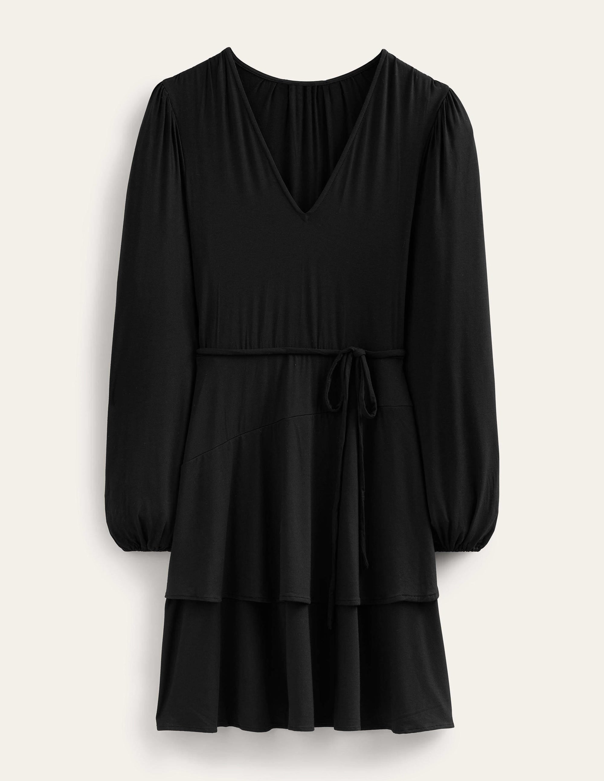 Gestuftes Jersey-Minikleid-Schwarz - Image 6