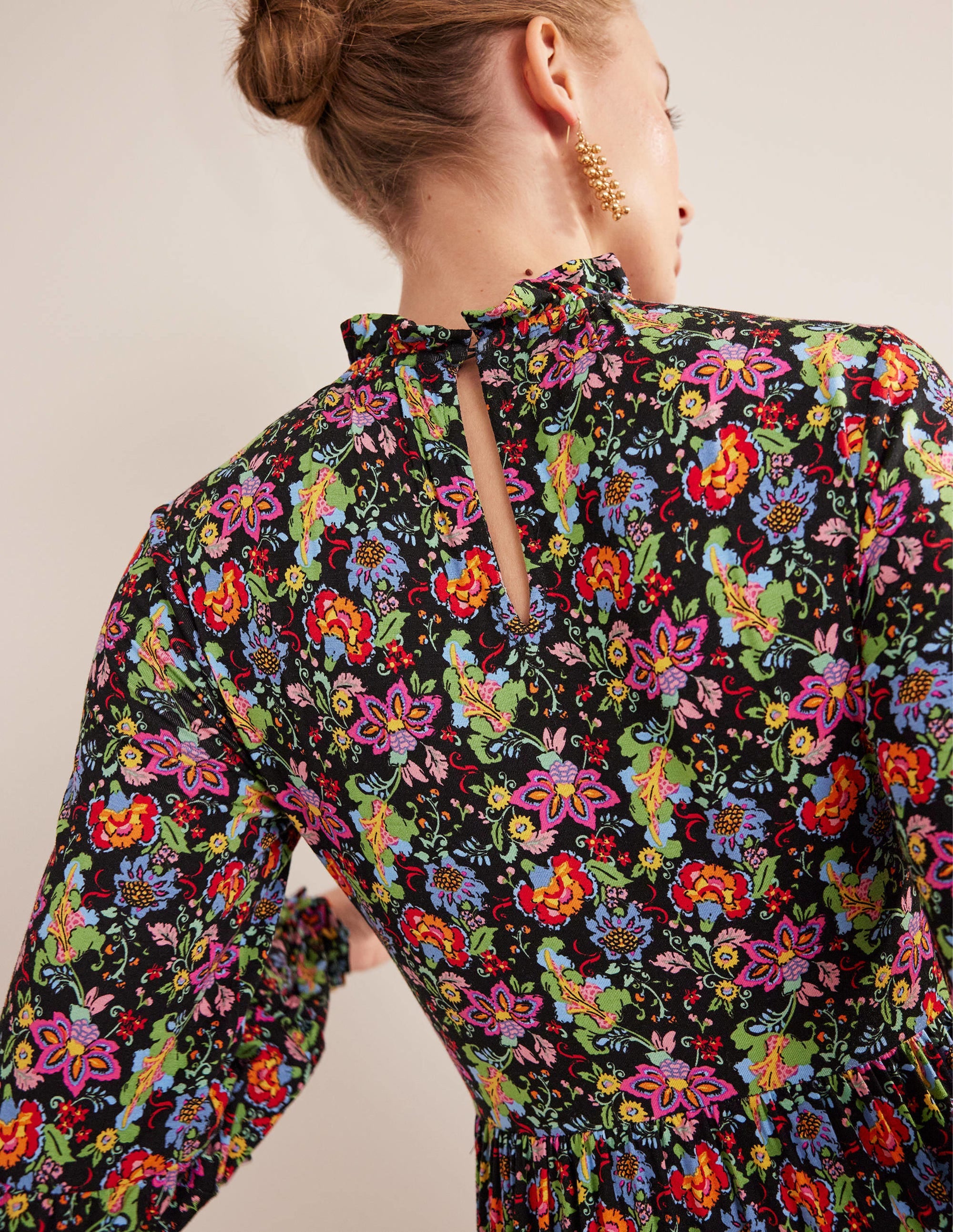 Midi-Jerseykleid mit Stufen-Bunt, Nelkengarten - Image 3