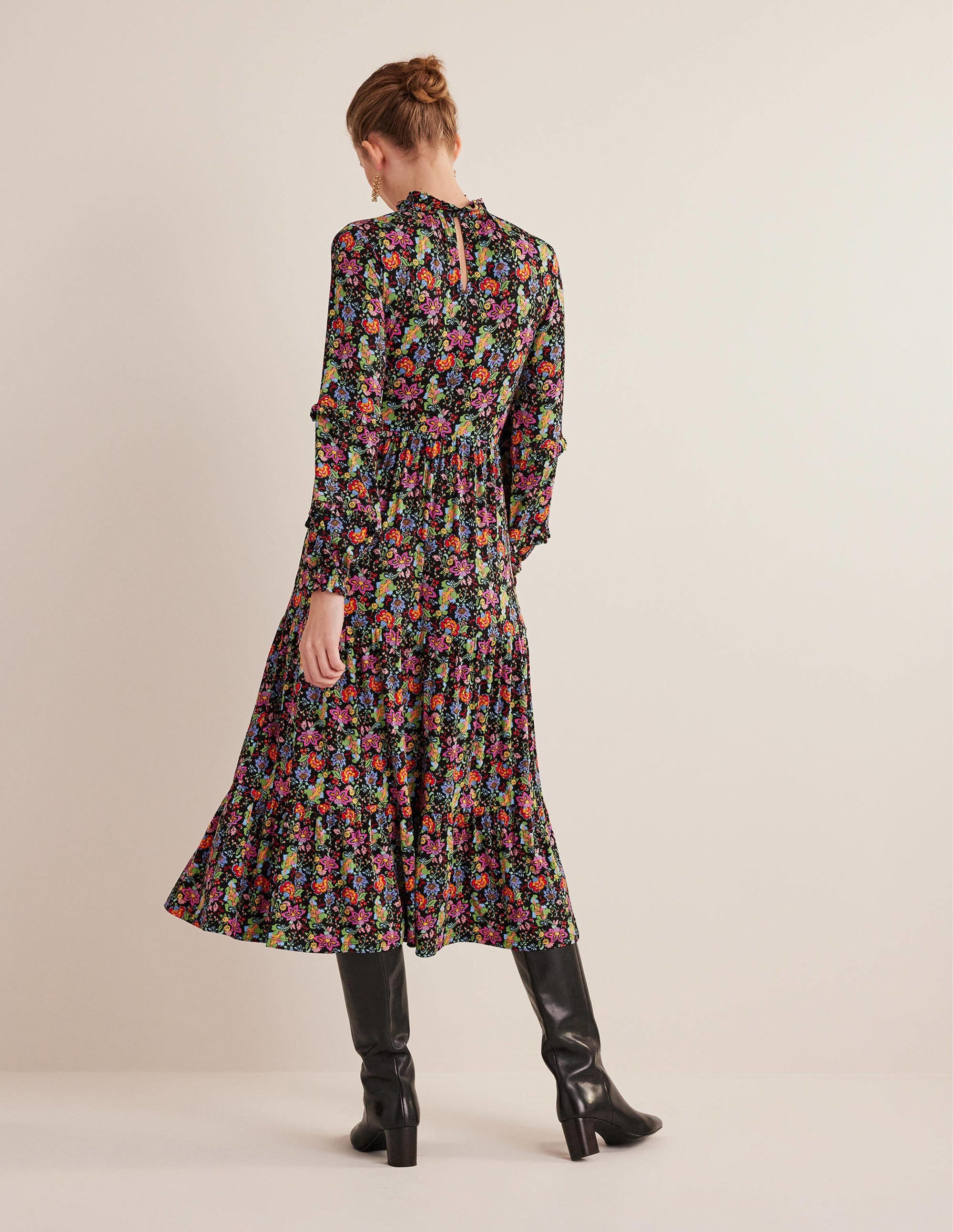 Midi-Jerseykleid mit Stufen-Bunt, Nelkengarten - Image 4