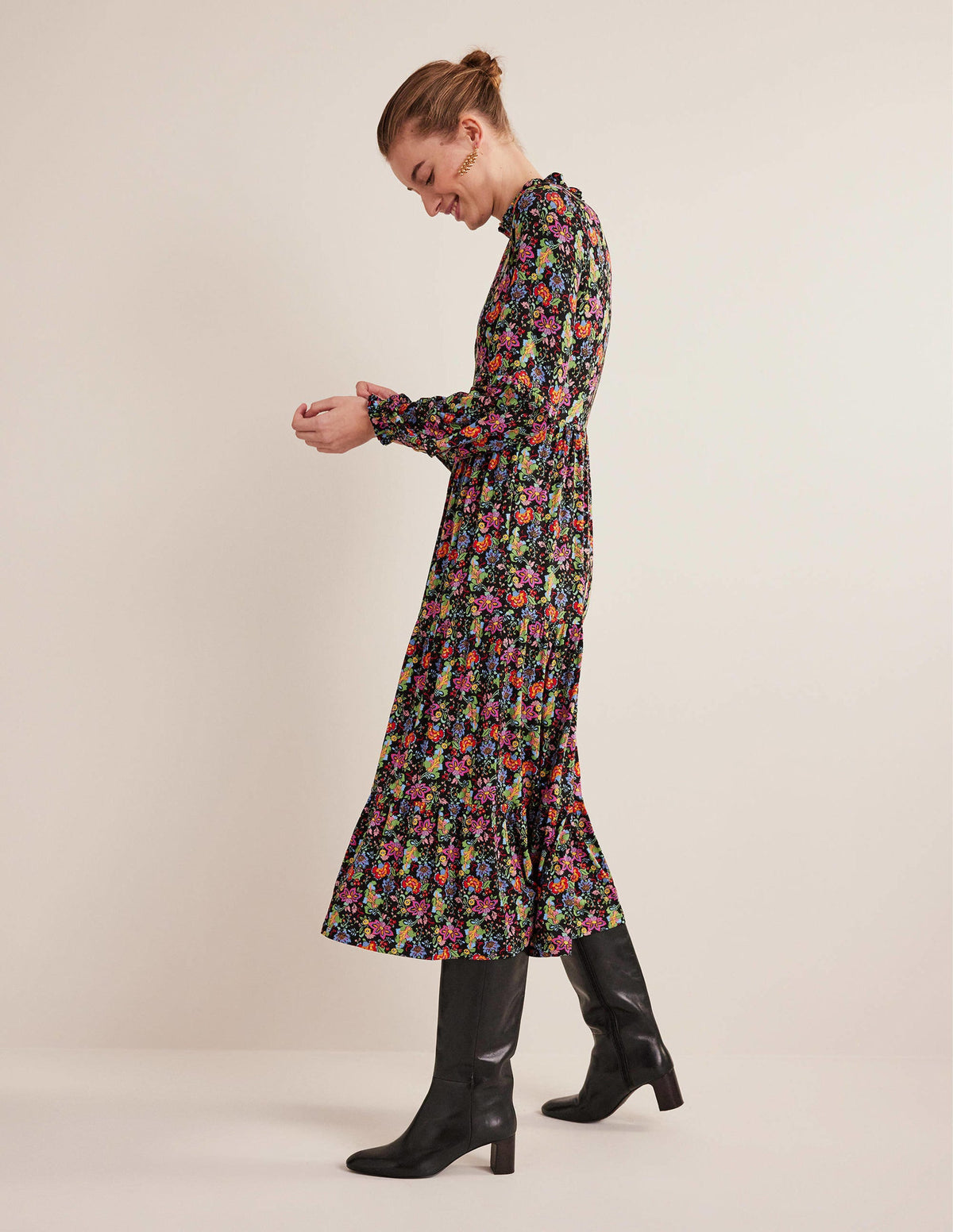 Midi-Jerseykleid mit Stufen-Bunt, Nelkengarten-5