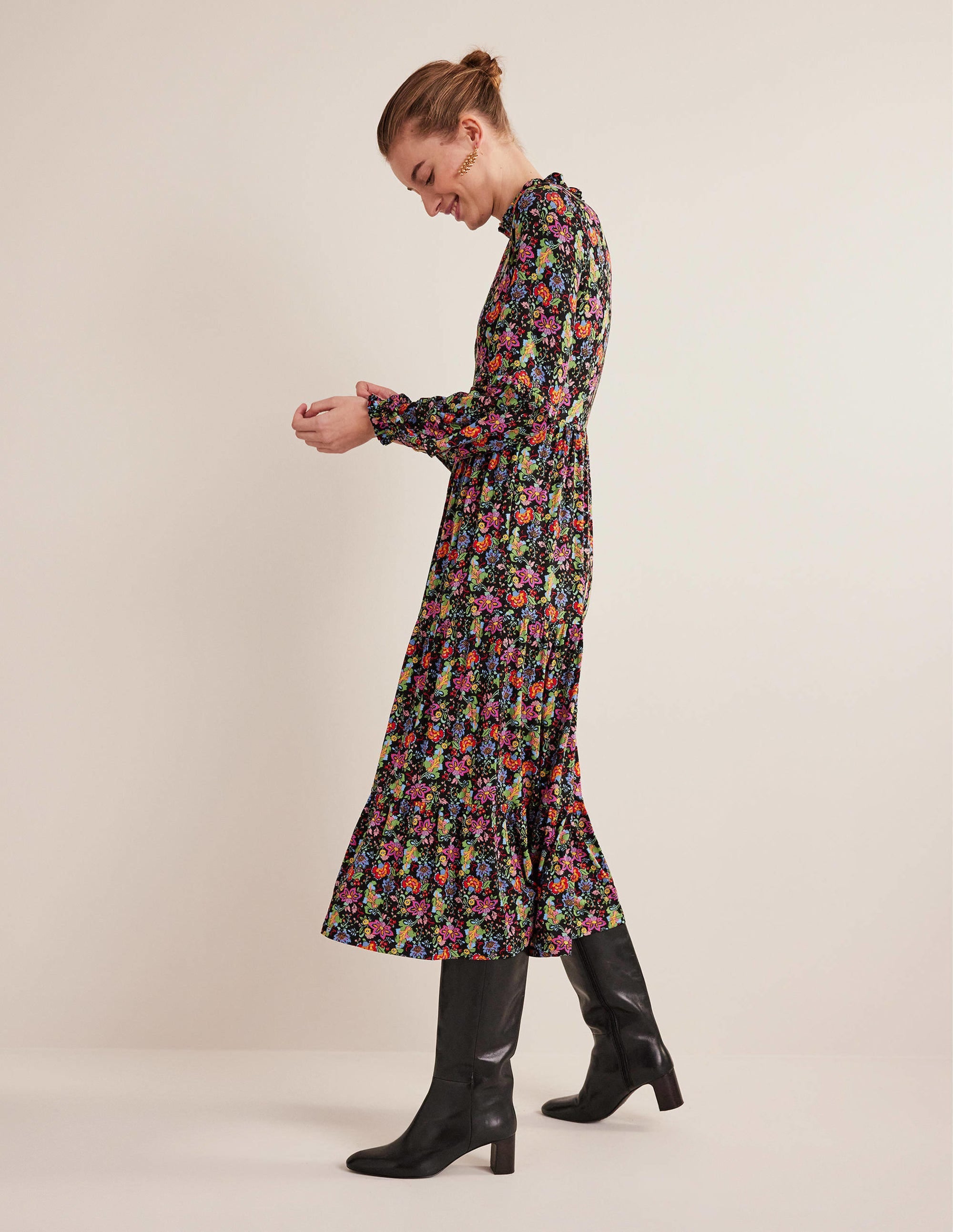 Midi-Jerseykleid mit Stufen-Bunt, Nelkengarten - Image 5