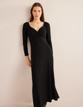 Jersey-Midikleid mit Herzausschnitt-Schwarz