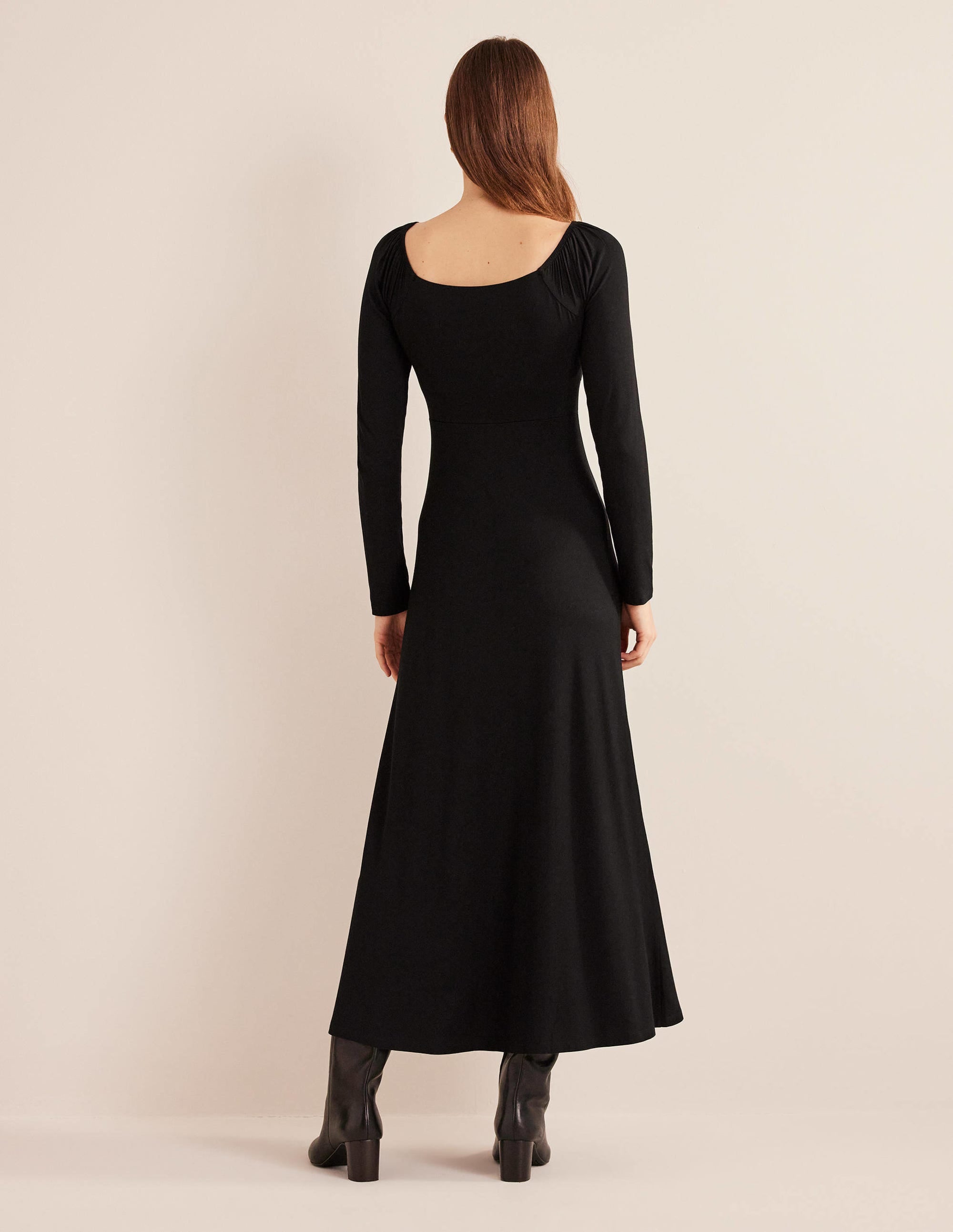 Jersey-Midikleid mit Herzausschnitt-Schwarz - Image 3
