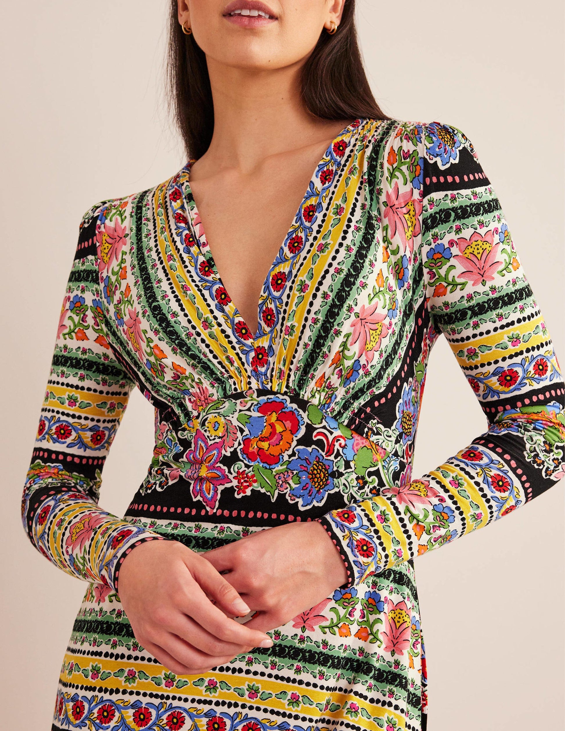 Midi-Teekleid aus Jersey-Bunt, Nelkenblüten-2