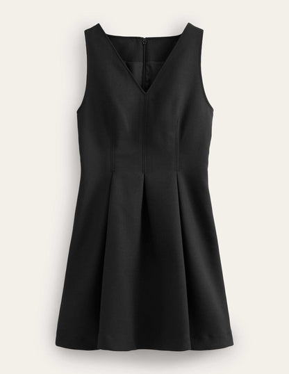 Skater-Minikleid mit V-Ausschnitt-Schwarz-6